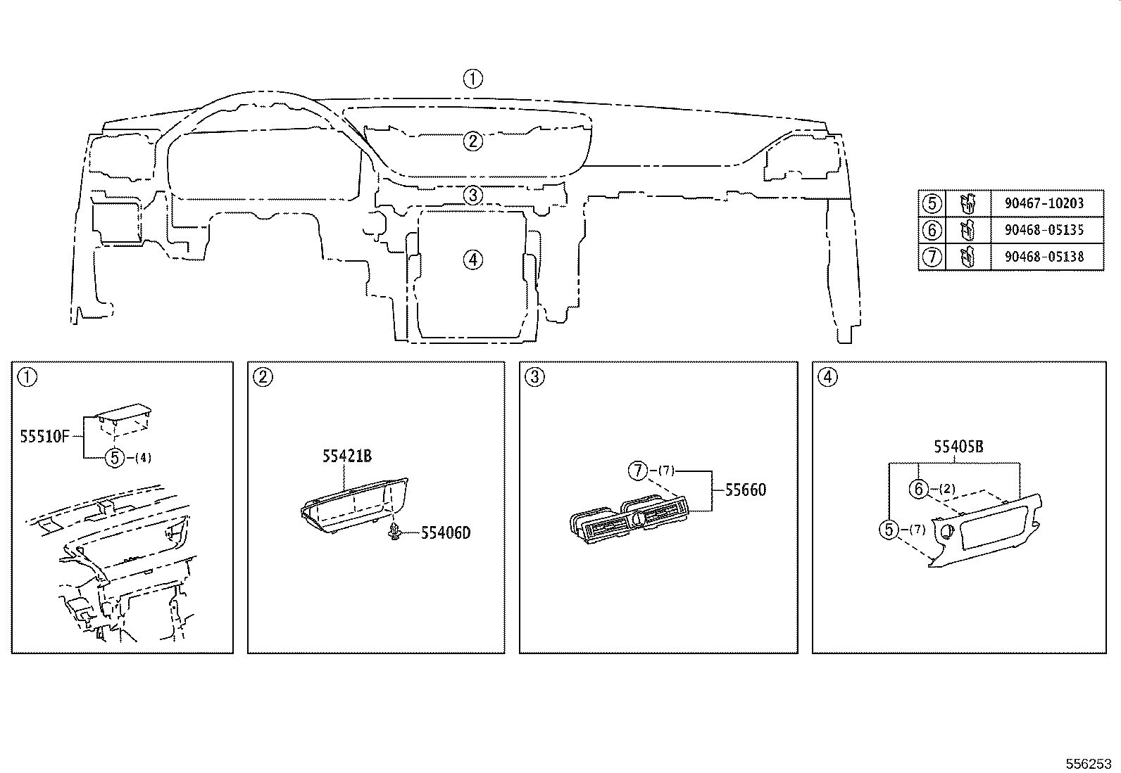 55054-30060 STOPPER SUB-ASSY, GLOVE COMPARTMENT DOOR product image