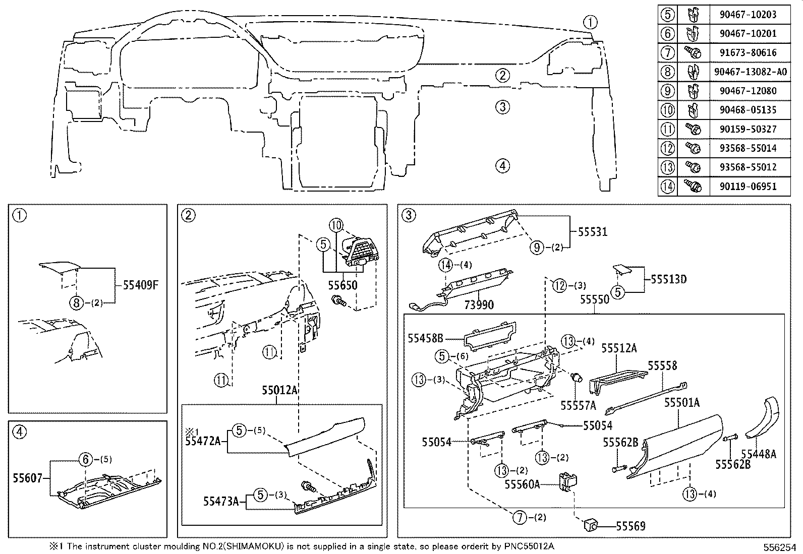 55054-30060 STOPPER SUB-ASSY, GLOVE COMPARTMENT DOOR product image