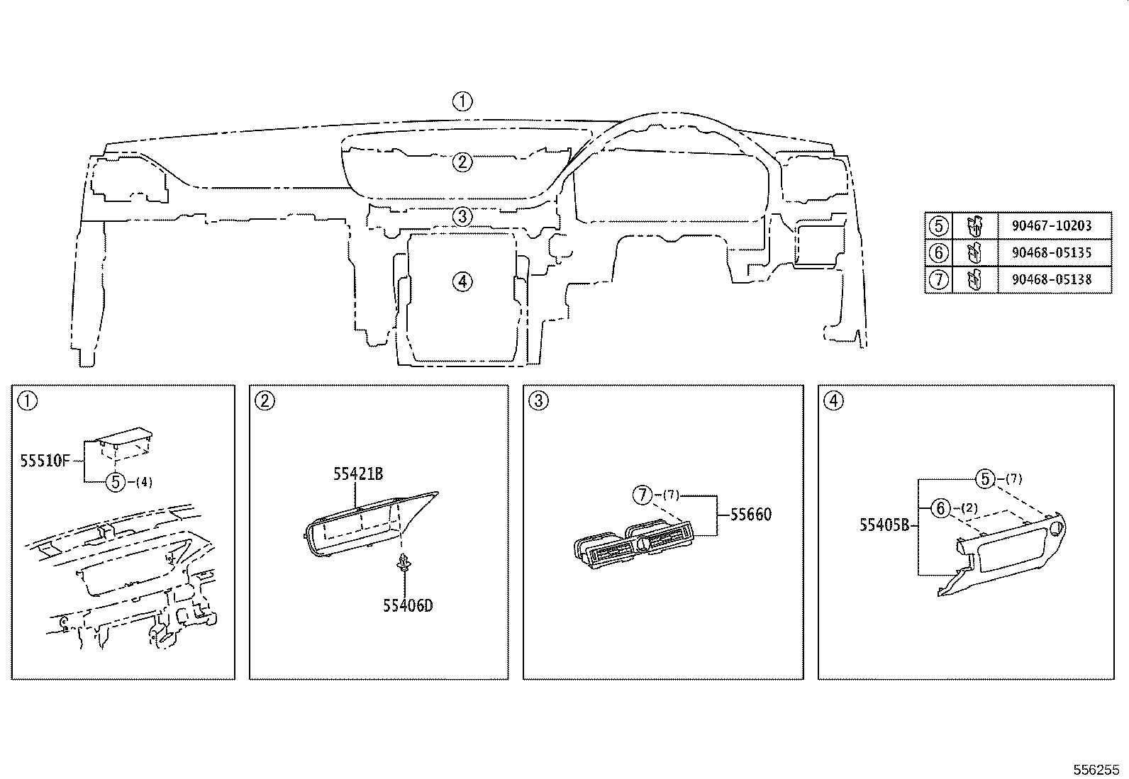 55054-30060 STOPPER SUB-ASSY, GLOVE COMPARTMENT DOOR product image