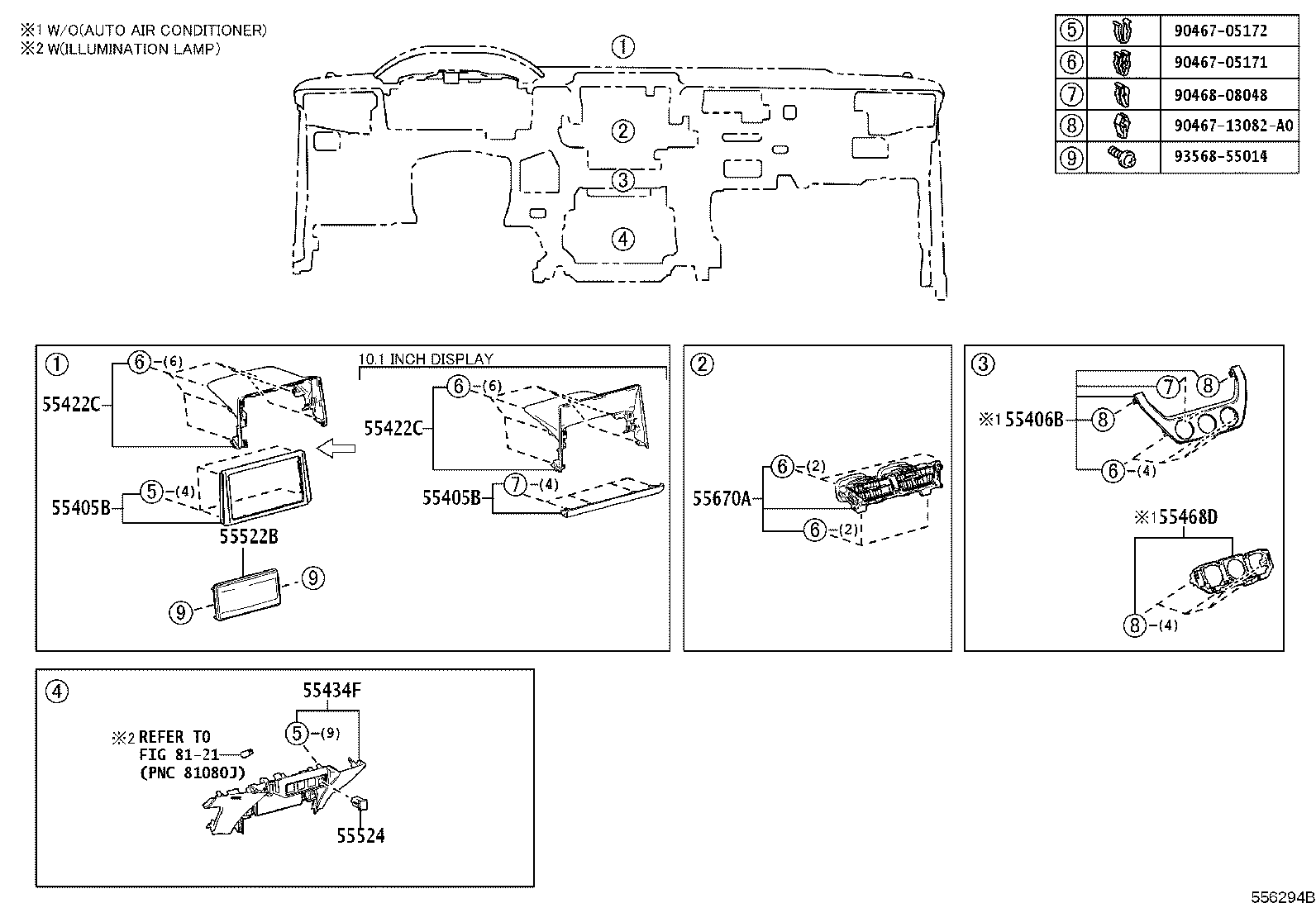 55405-0A120 PANEL SUB-ASSY, INSTRUMENT CLUSTER FINISH, CENTER product image