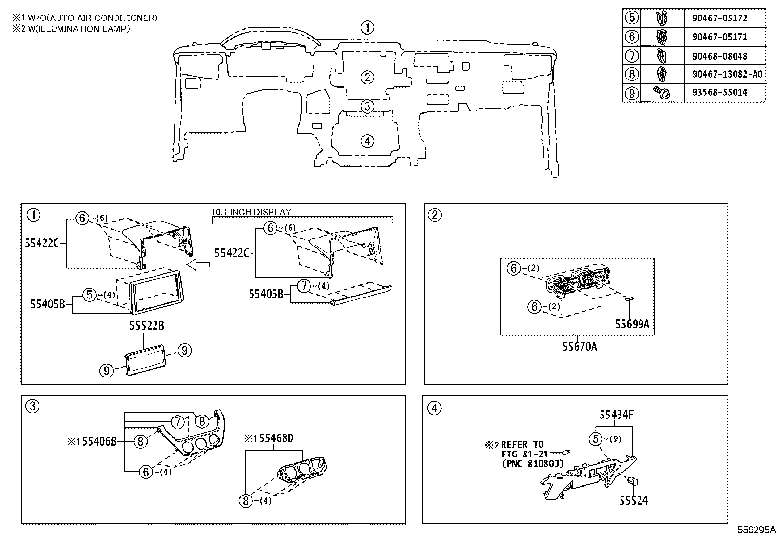 55405-0A120 PANEL SUB-ASSY, INSTRUMENT CLUSTER FINISH, CENTER product image