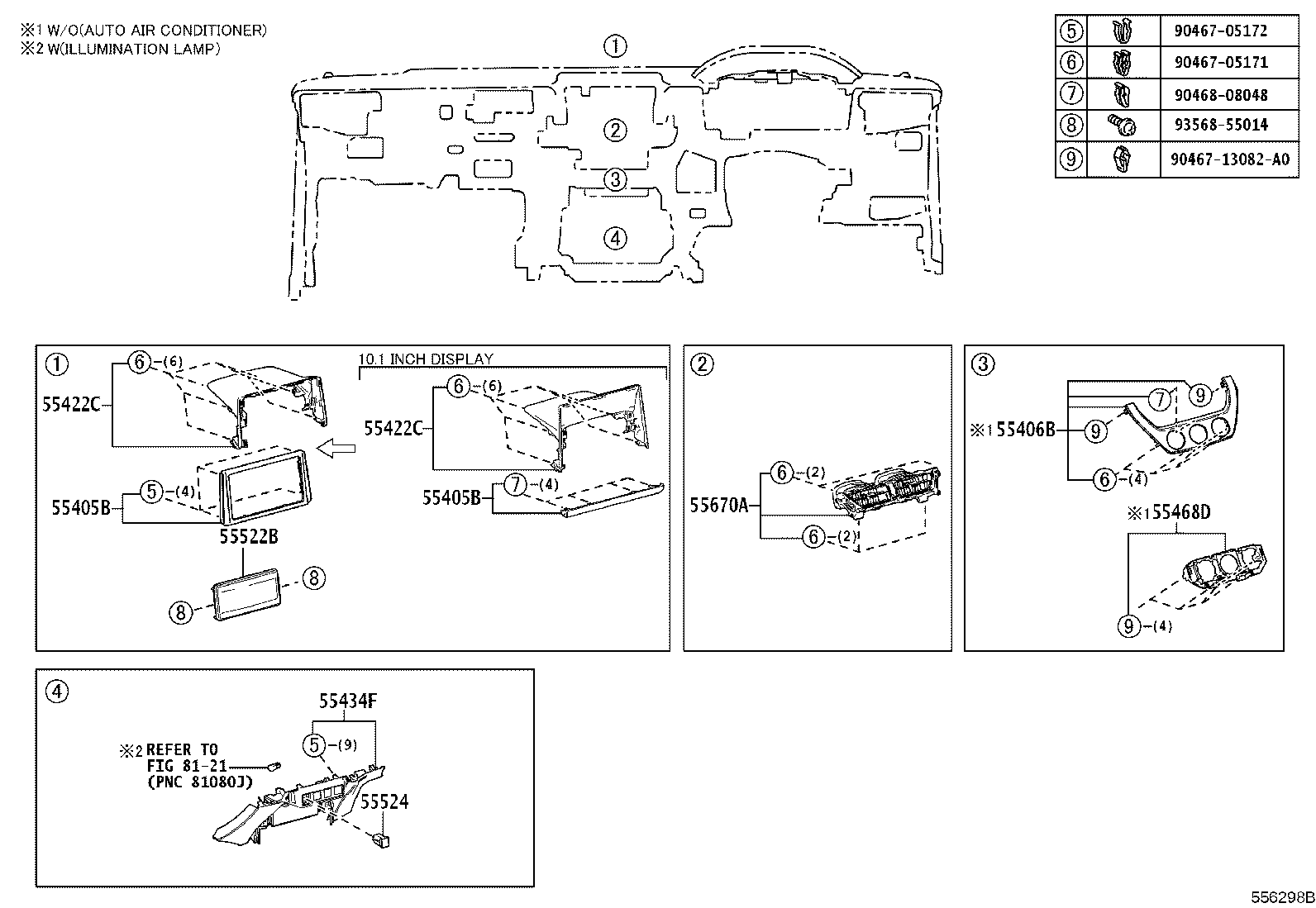 55405-0A120 PANEL SUB-ASSY, INSTRUMENT CLUSTER FINISH, CENTER product image