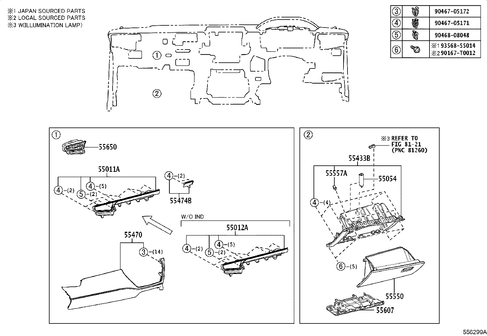 55405-0A120 PANEL SUB-ASSY, INSTRUMENT CLUSTER FINISH, CENTER product image
