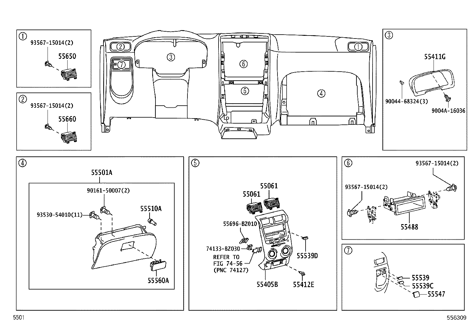 55412-BZ070 PANEL SUB-ASSY, INSTRUMENT CLUSTER FINISH, CENTER product image