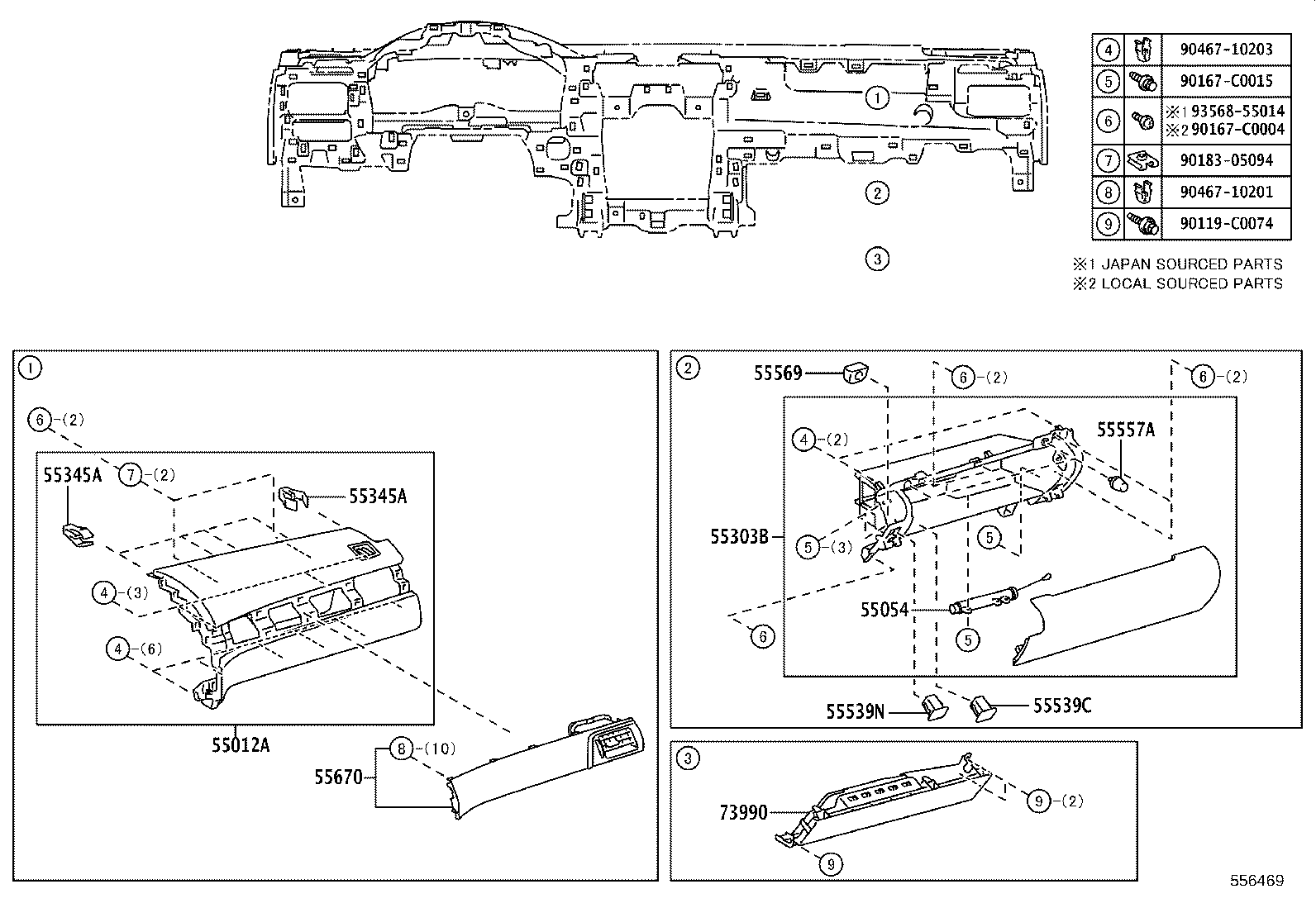 55307-06130 BRACE SUB-ASSY, INSTRUMENT PANEL, NO.2 product image