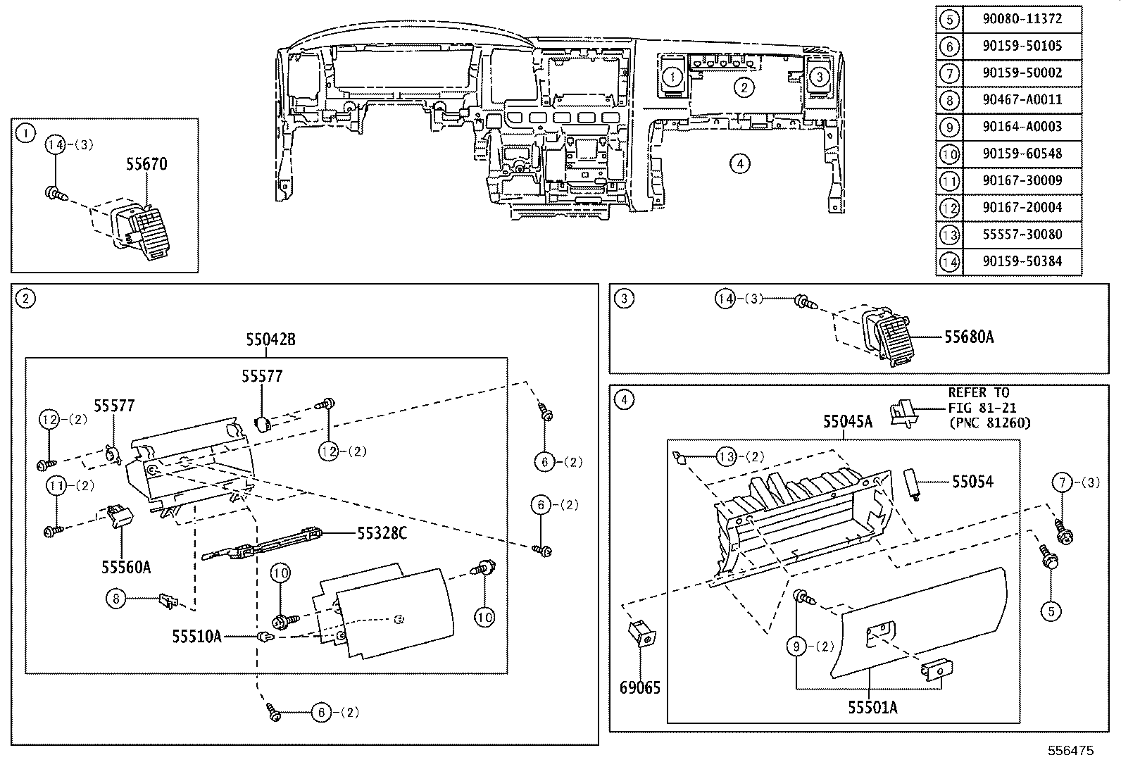 55054-0C010 STOPPER SUB-ASSY, GLOVE COMPARTMENT DOOR product image