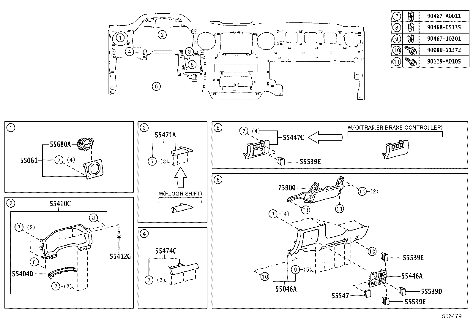55054-0C010 STOPPER SUB-ASSY, GLOVE COMPARTMENT DOOR product image