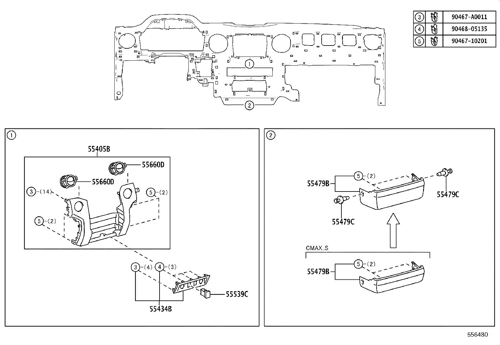 55054-0C010 STOPPER SUB-ASSY, GLOVE COMPARTMENT DOOR product image