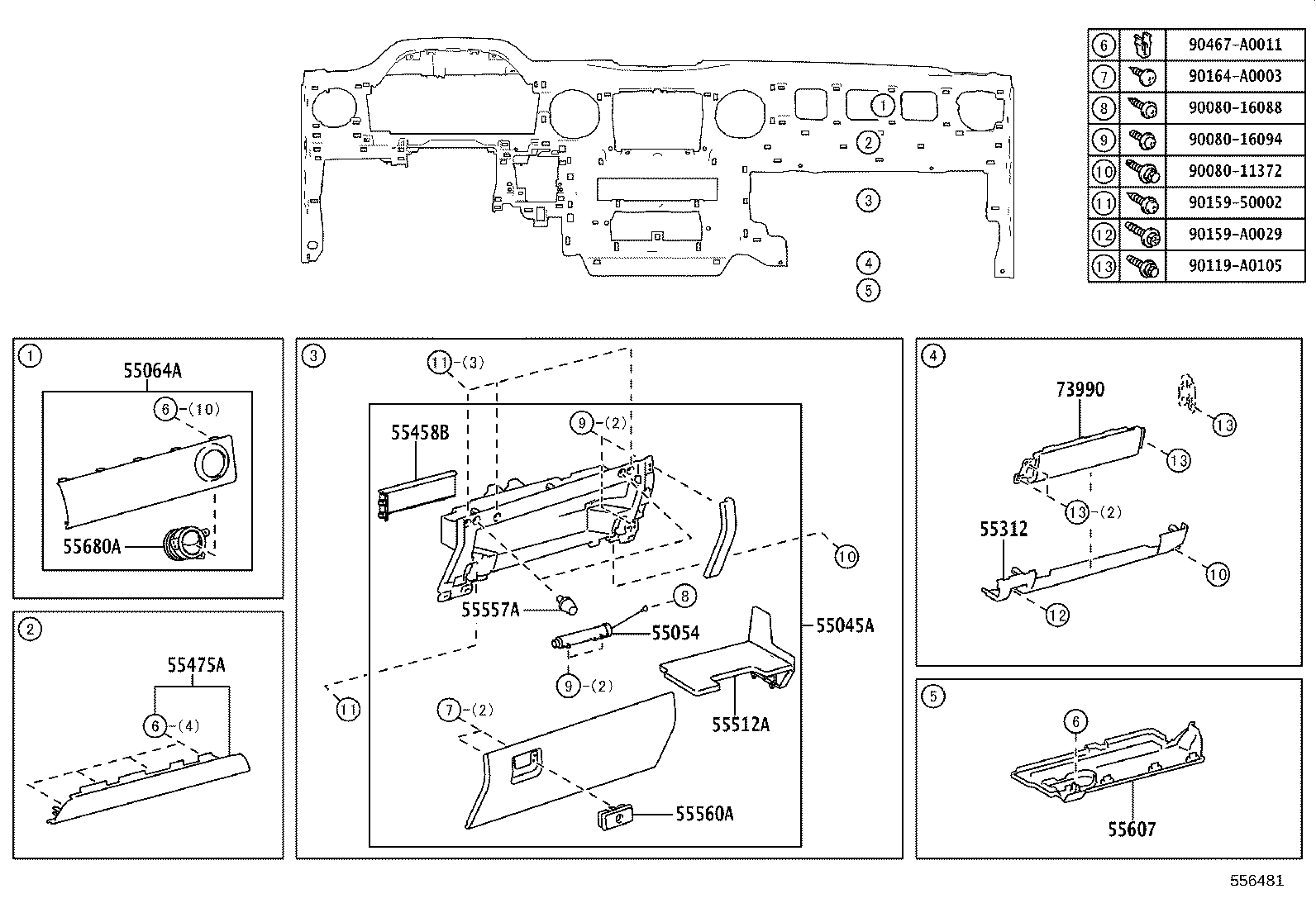 55054-0C010 STOPPER SUB-ASSY, GLOVE COMPARTMENT DOOR product image