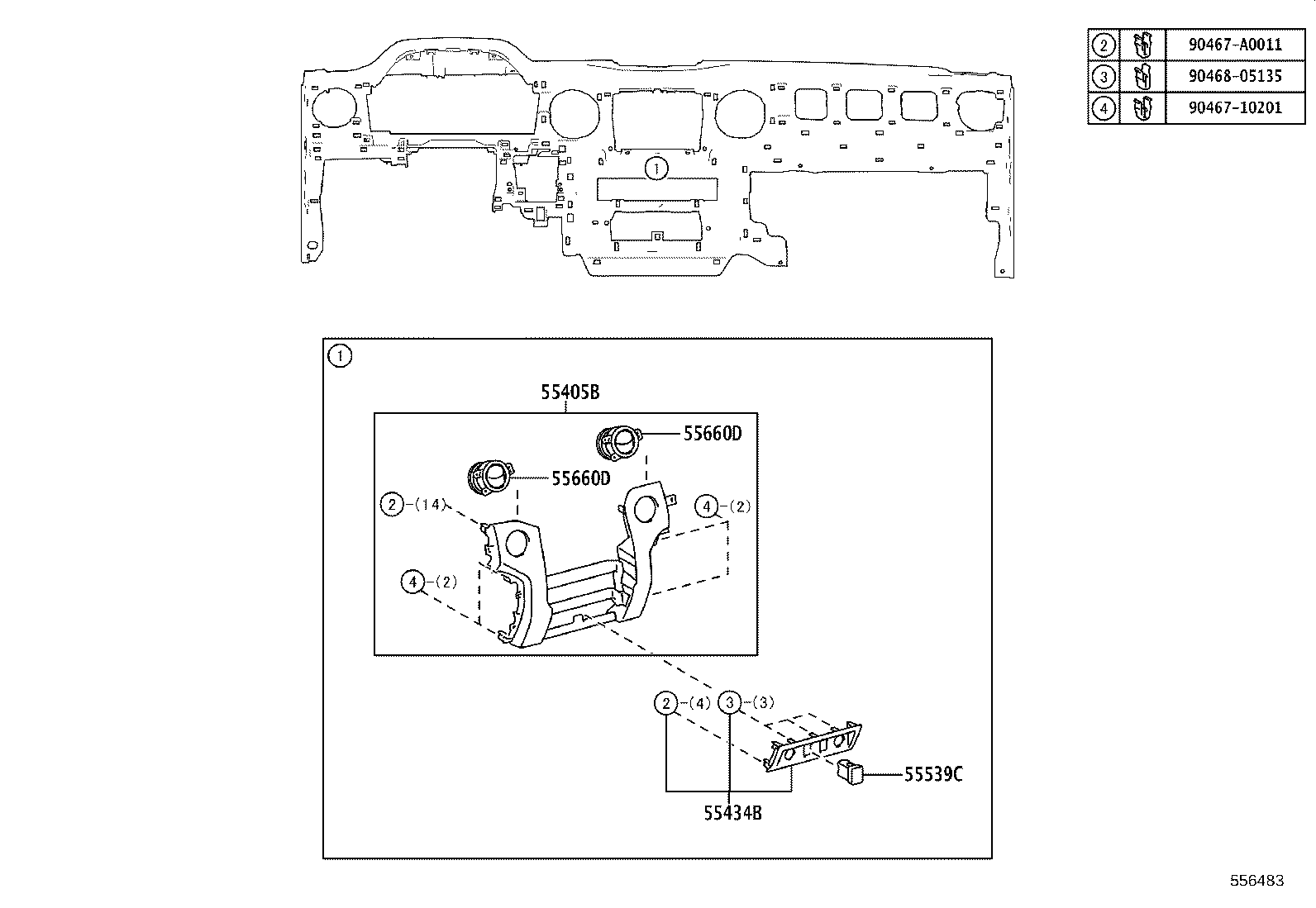 55054-0C010 STOPPER SUB-ASSY, GLOVE COMPARTMENT DOOR product image