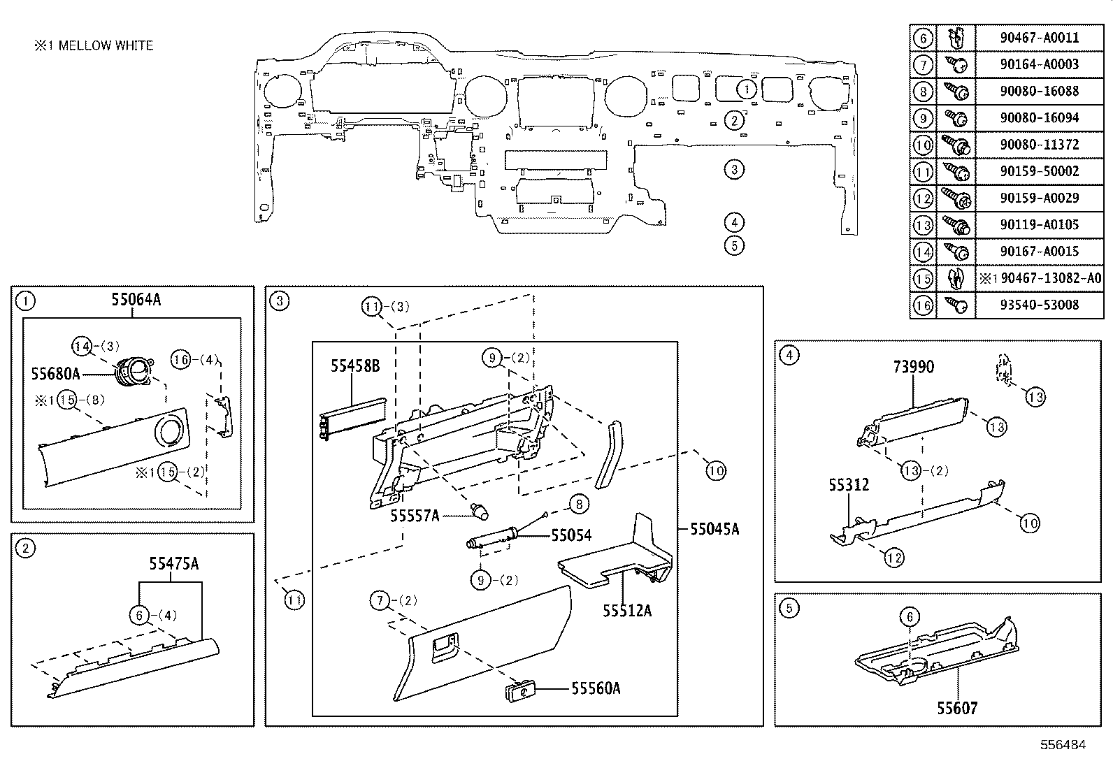 55054-0C010 STOPPER SUB-ASSY, GLOVE COMPARTMENT DOOR product image