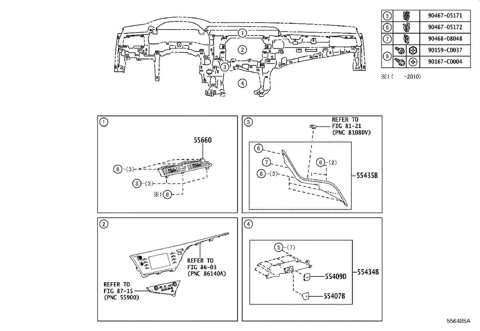 55405-06230 PANEL SUB-ASSY, INSTRUMENT CLUSTER FINISH, CENTER product image