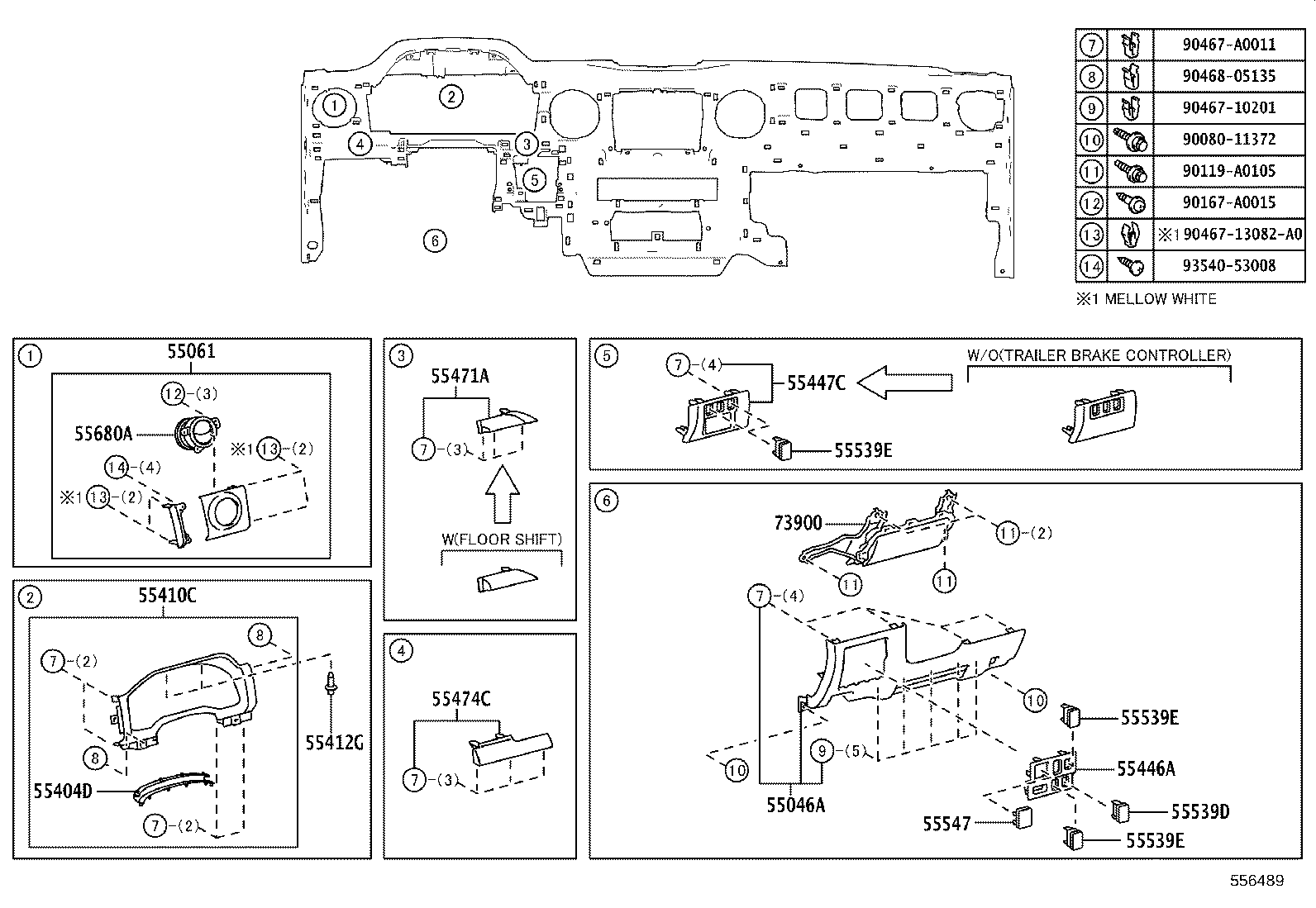 55054-0C010 STOPPER SUB-ASSY, GLOVE COMPARTMENT DOOR product image