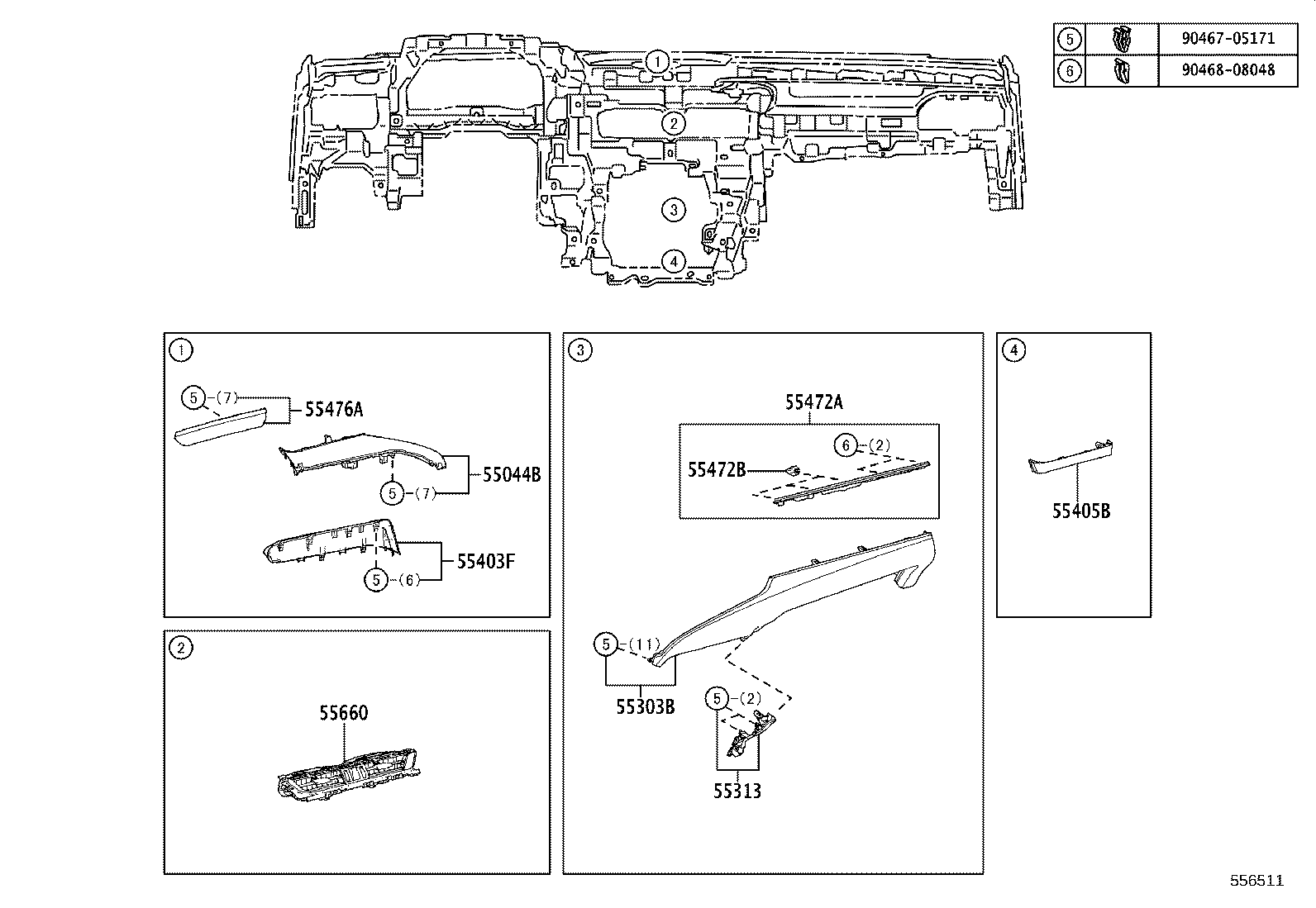 55054-33150 STOPPER SUB-ASSY, GLOVE COMPARTMENT DOOR product image