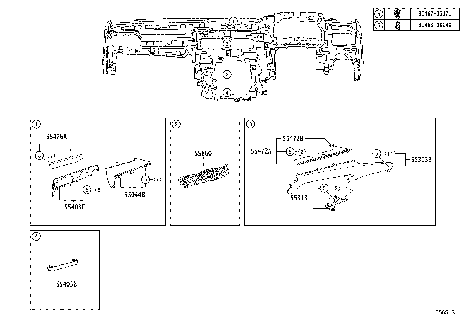 55054-33150 STOPPER SUB-ASSY, GLOVE COMPARTMENT DOOR product image