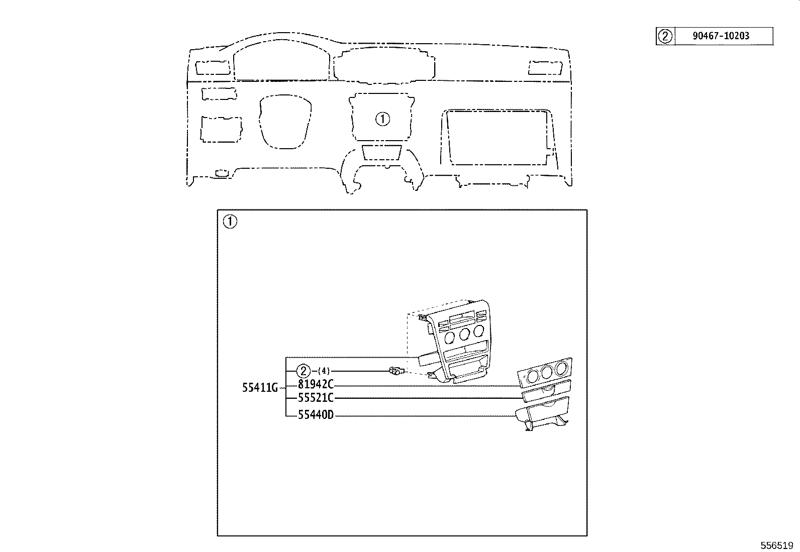 55406-02090-B1 PANEL SUB-ASSY, INSTRUMENT CLUSTER FINISH, CENTER product image