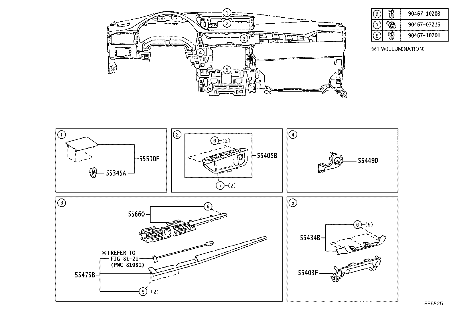 55405-33280 PANEL SUB-ASSY, INSTRUMENT CLUSTER FINISH, CENTER product image
