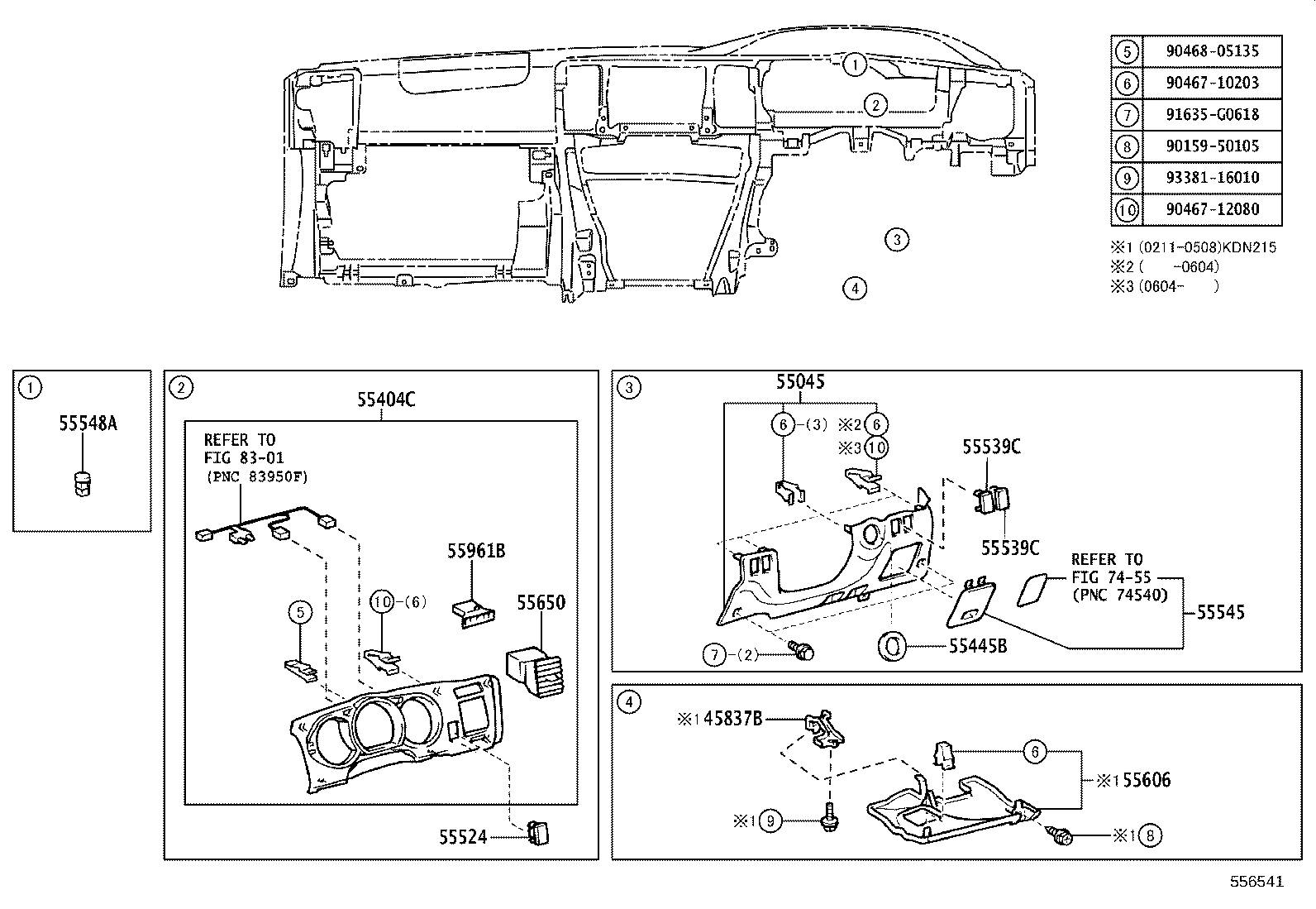 55405-35410 PANEL SUB-ASSY, INSTRUMENT CLUSTER FINISH, CENTER product image