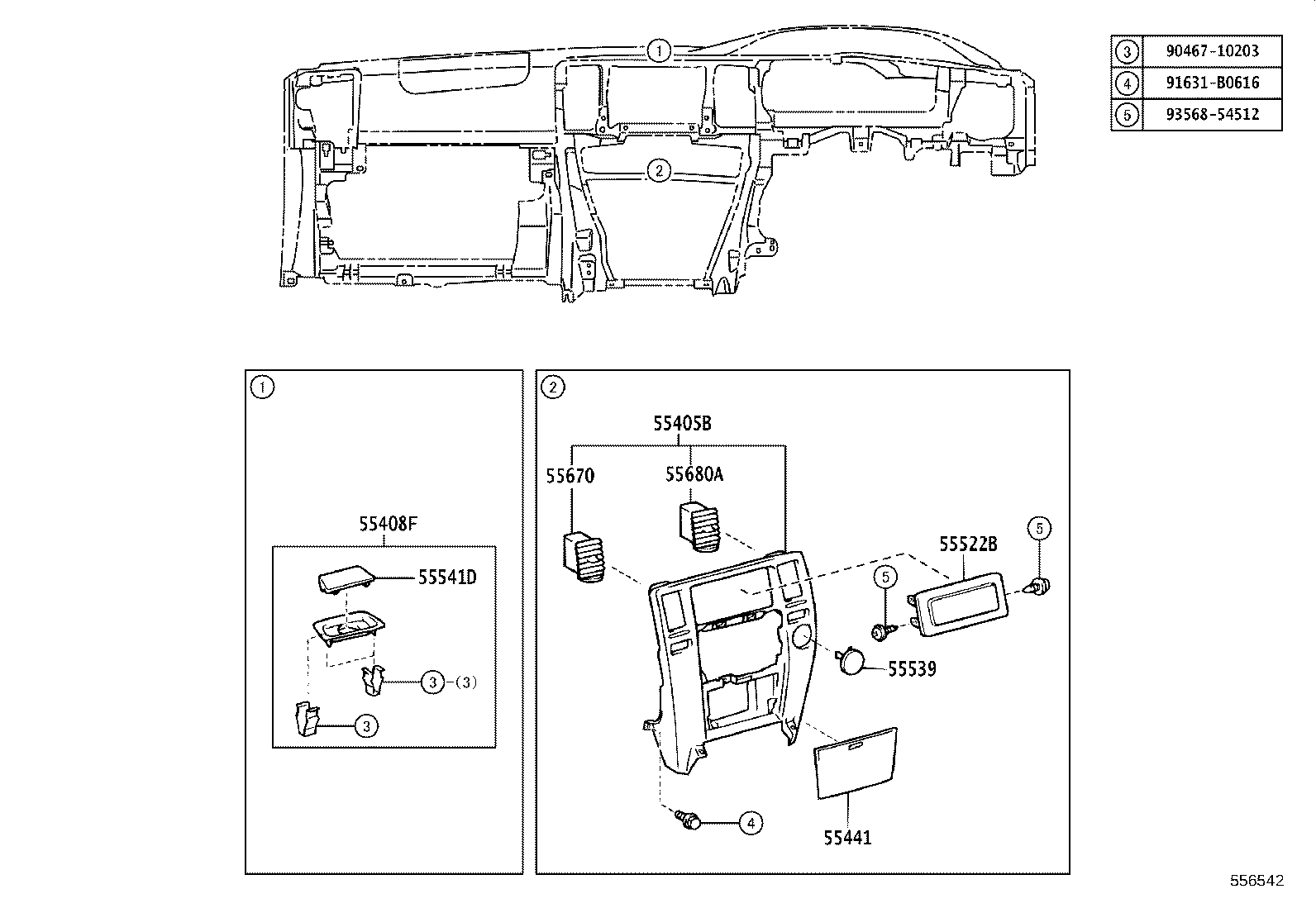 55405-35410 PANEL SUB-ASSY, INSTRUMENT CLUSTER FINISH, CENTER product image