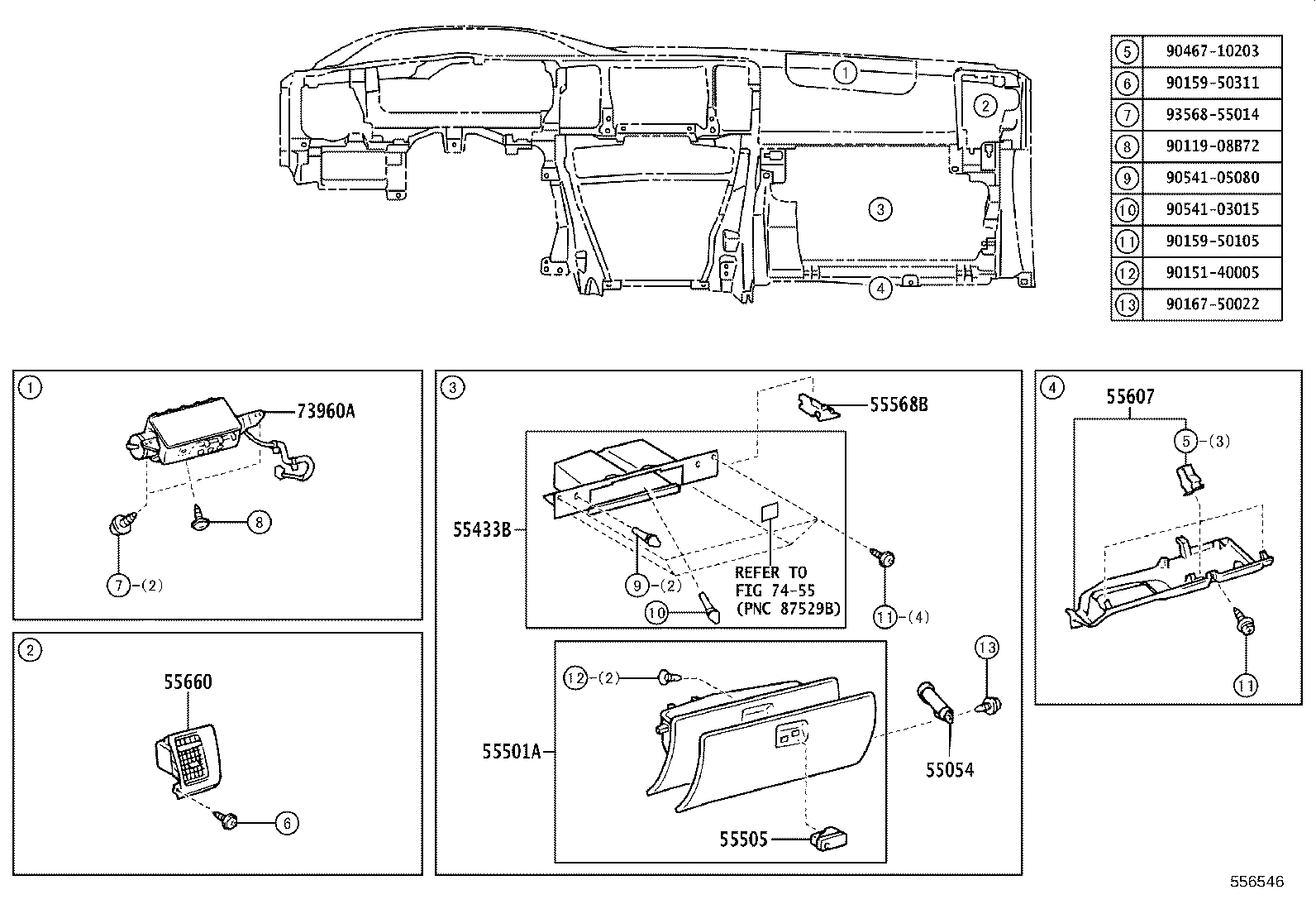 55046-35060 PANEL, INSTRUMENT PANEL FINISH, LOWER NO.2 product image