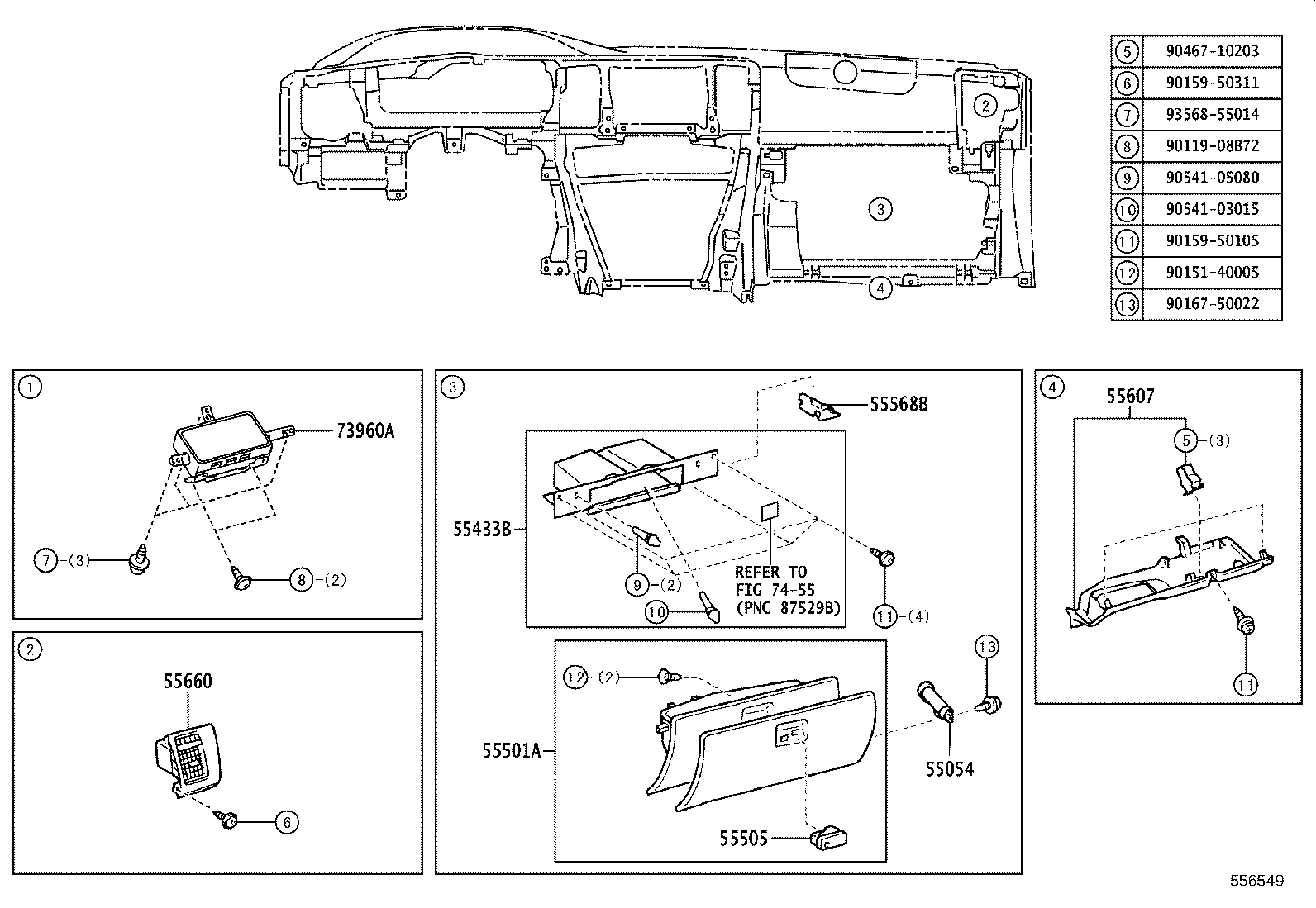 55046-35060 PANEL, INSTRUMENT PANEL FINISH, LOWER NO.2 product image