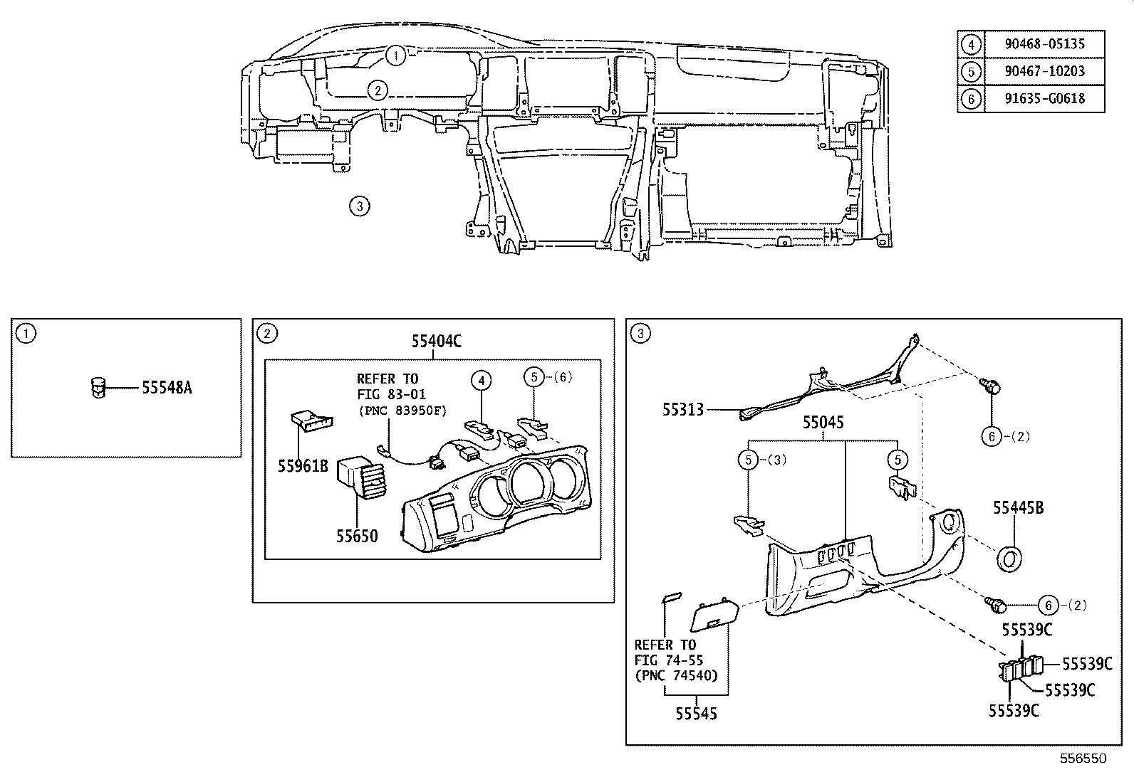 55405-35440 PANEL SUB-ASSY, INSTRUMENT CLUSTER FINISH, CENTER product image