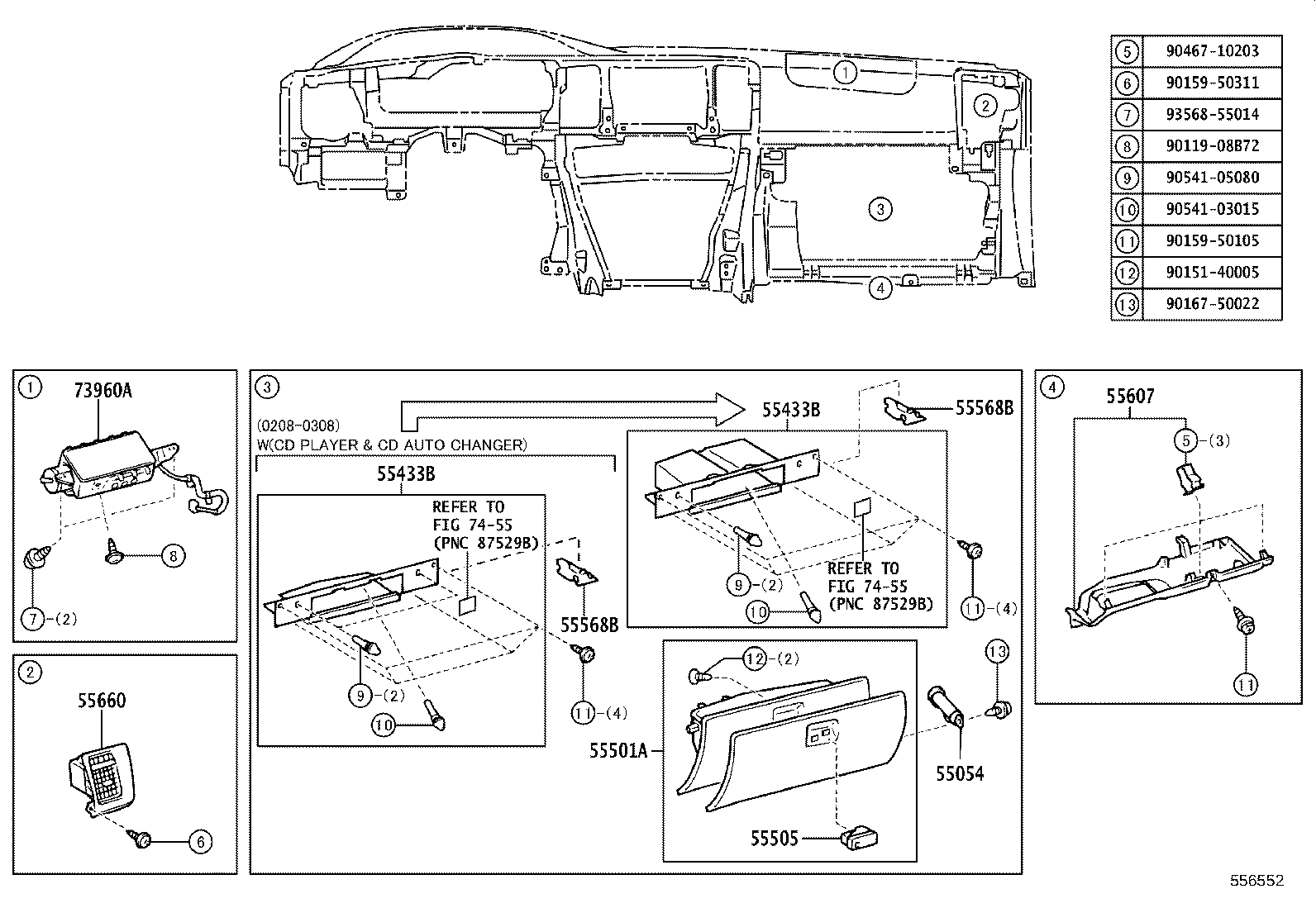 55405-35440 PANEL SUB-ASSY, INSTRUMENT CLUSTER FINISH, CENTER product image