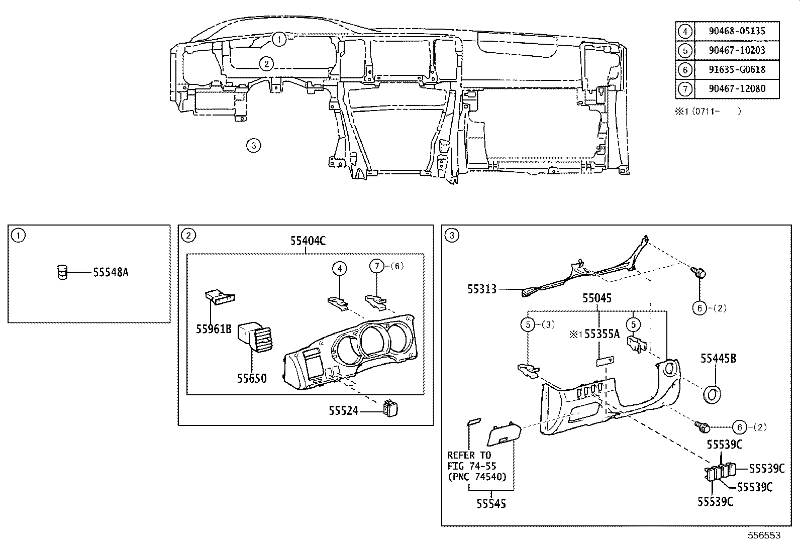 55405-35440 PANEL SUB-ASSY, INSTRUMENT CLUSTER FINISH, CENTER product image