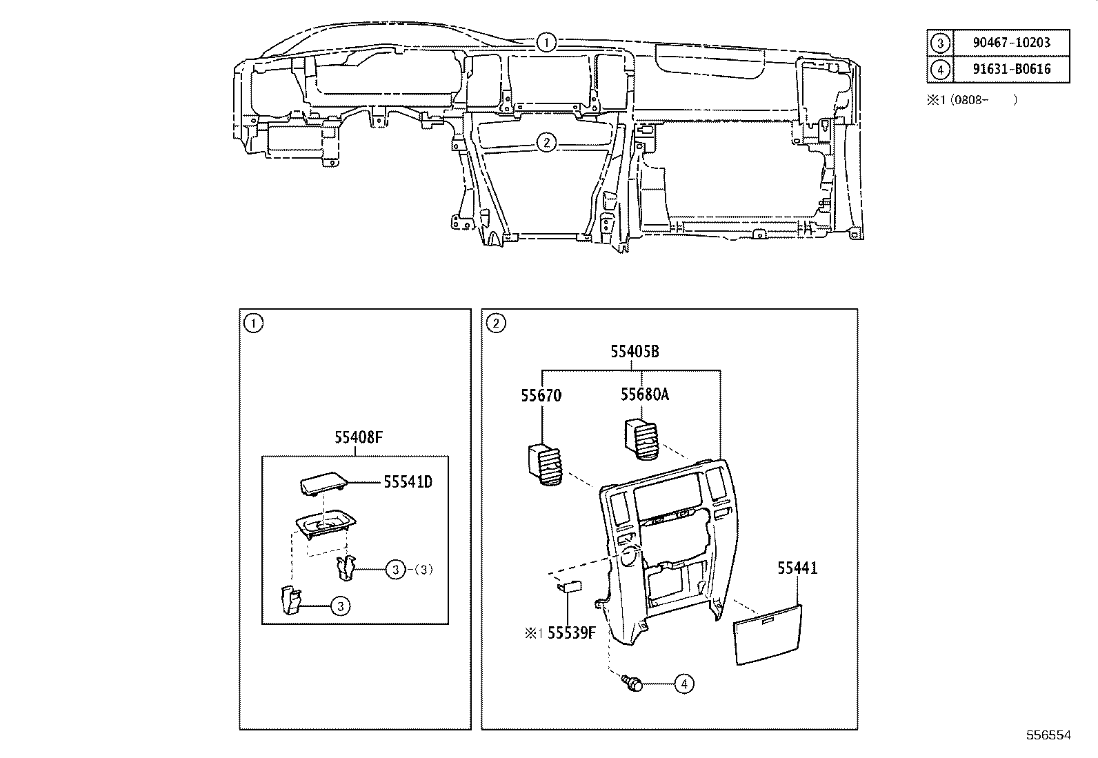 55405-35440 PANEL SUB-ASSY, INSTRUMENT CLUSTER FINISH, CENTER product image