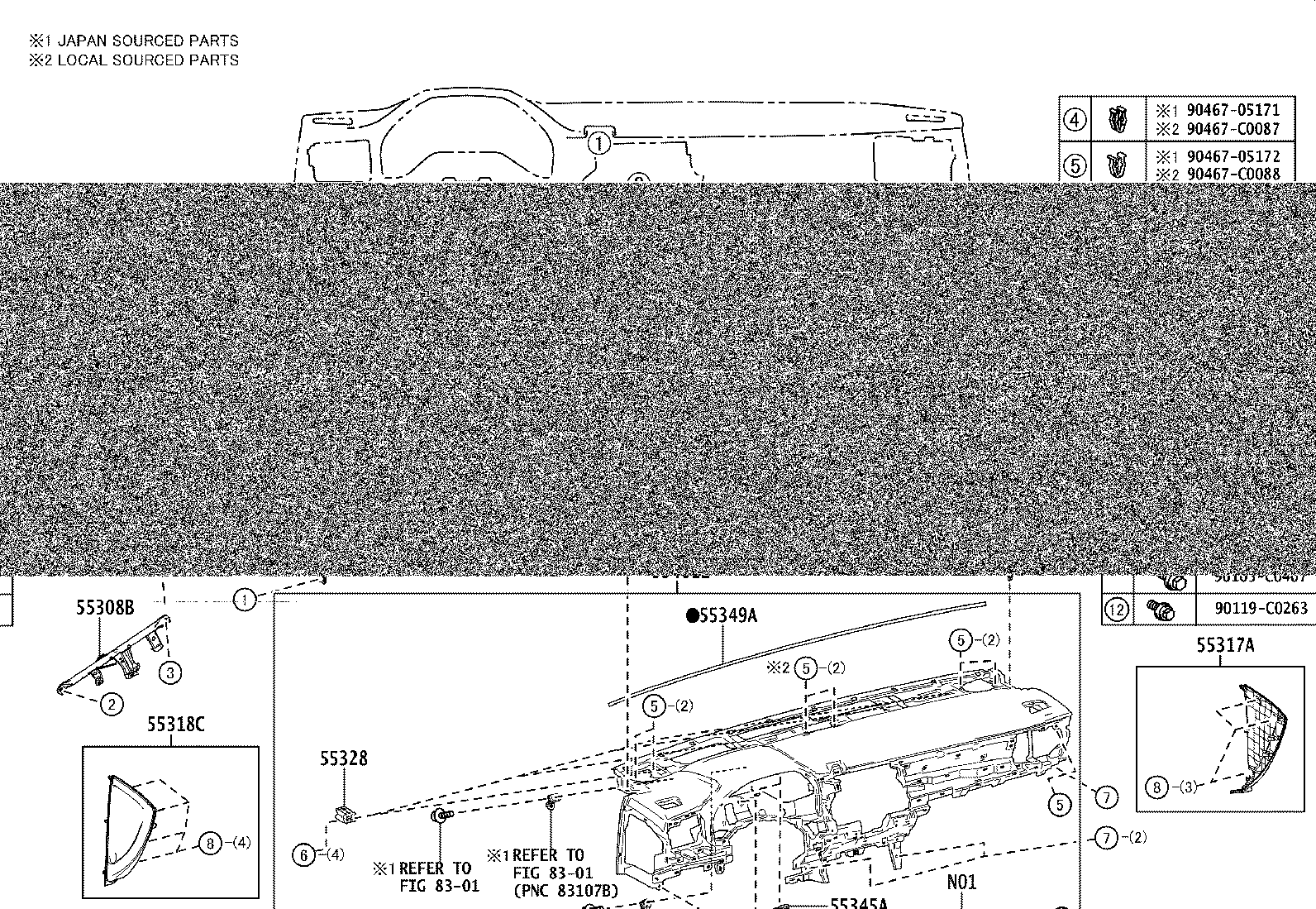 55405-07050 PANEL SUB-ASSY, INSTRUMENT CLUSTER FINISH, CENTER product image