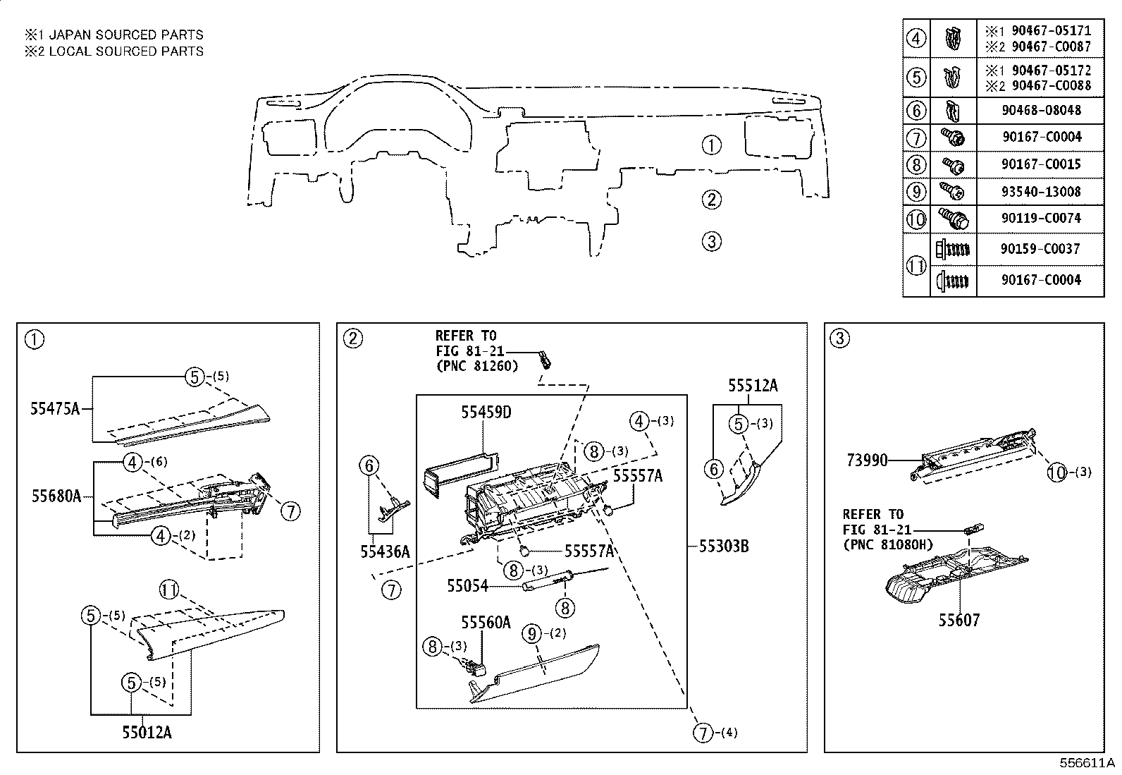 55405-07050 PANEL SUB-ASSY, INSTRUMENT CLUSTER FINISH, CENTER product image
