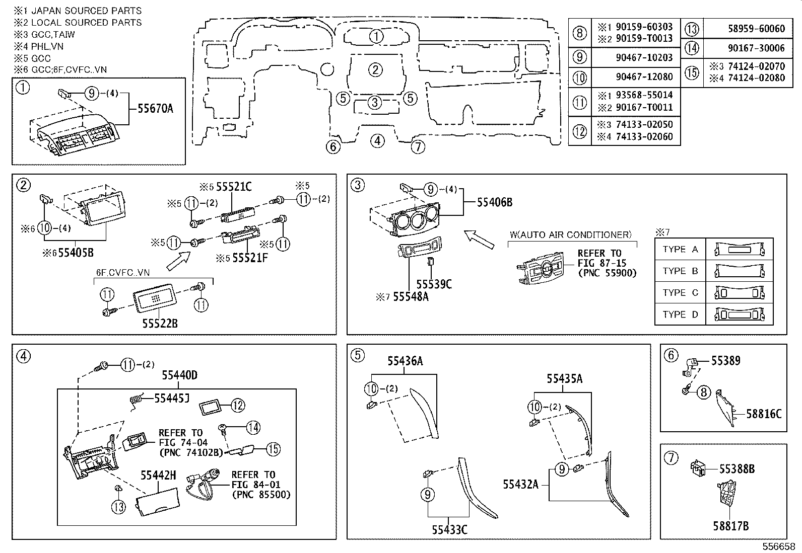 55405-02120 PANEL SUB-ASSY, INSTRUMENT CLUSTER FINISH, CENTER product image