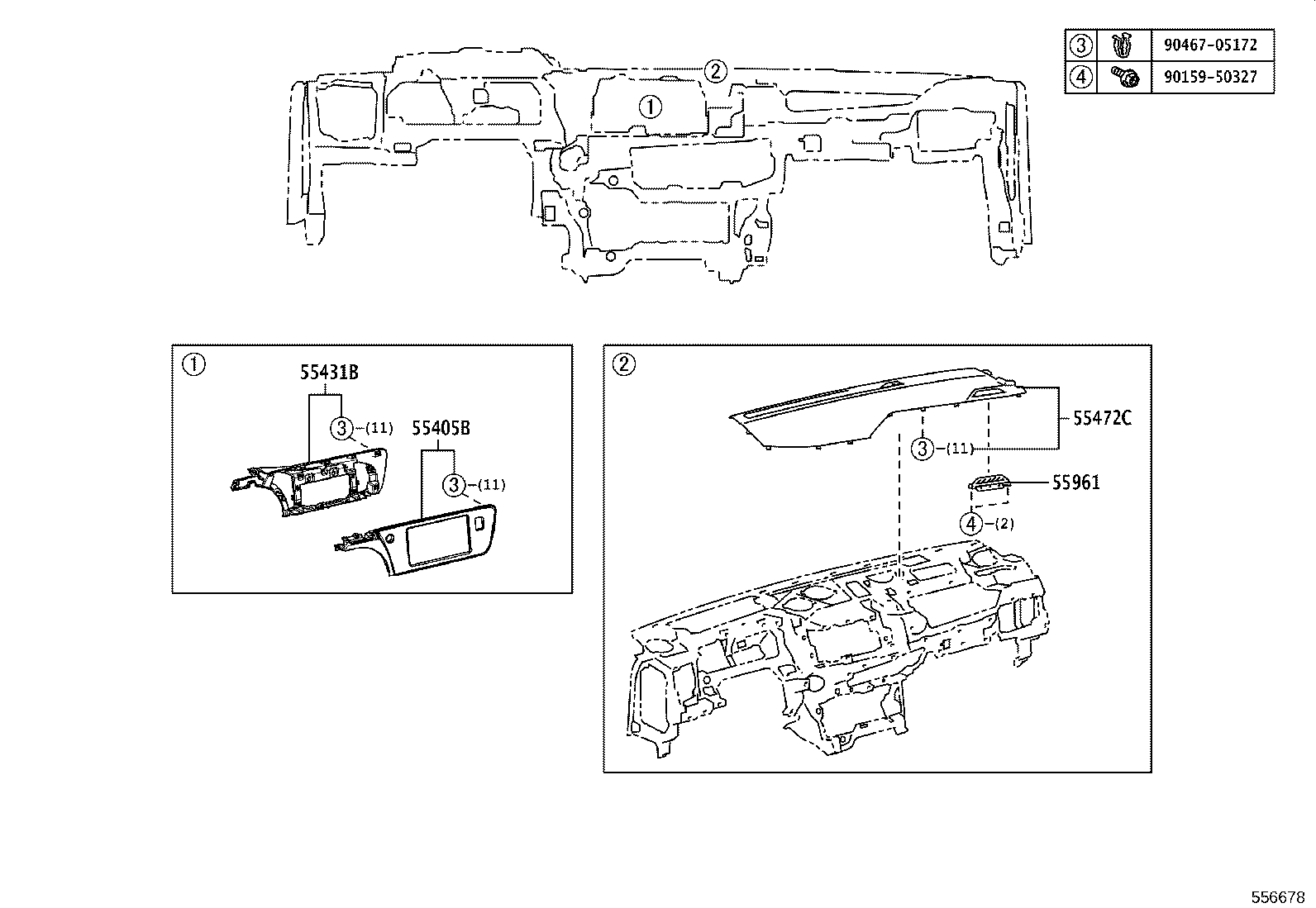 55054-62010 STOPPER SUB-ASSY, GLOVE COMPARTMENT DOOR product image