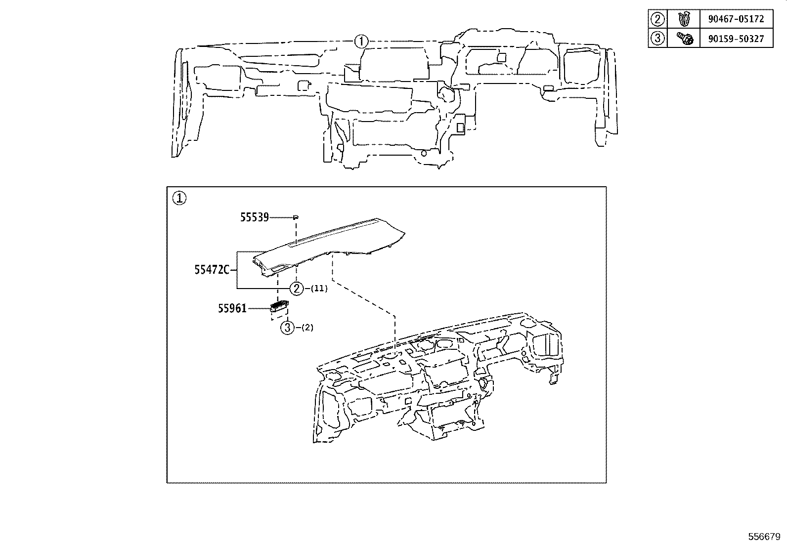 55054-62010 STOPPER SUB-ASSY, GLOVE COMPARTMENT DOOR product image
