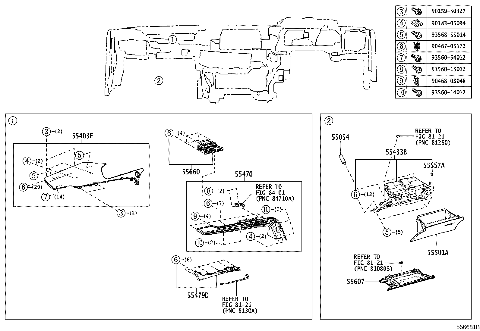 55054-62010 STOPPER SUB-ASSY, GLOVE COMPARTMENT DOOR product image