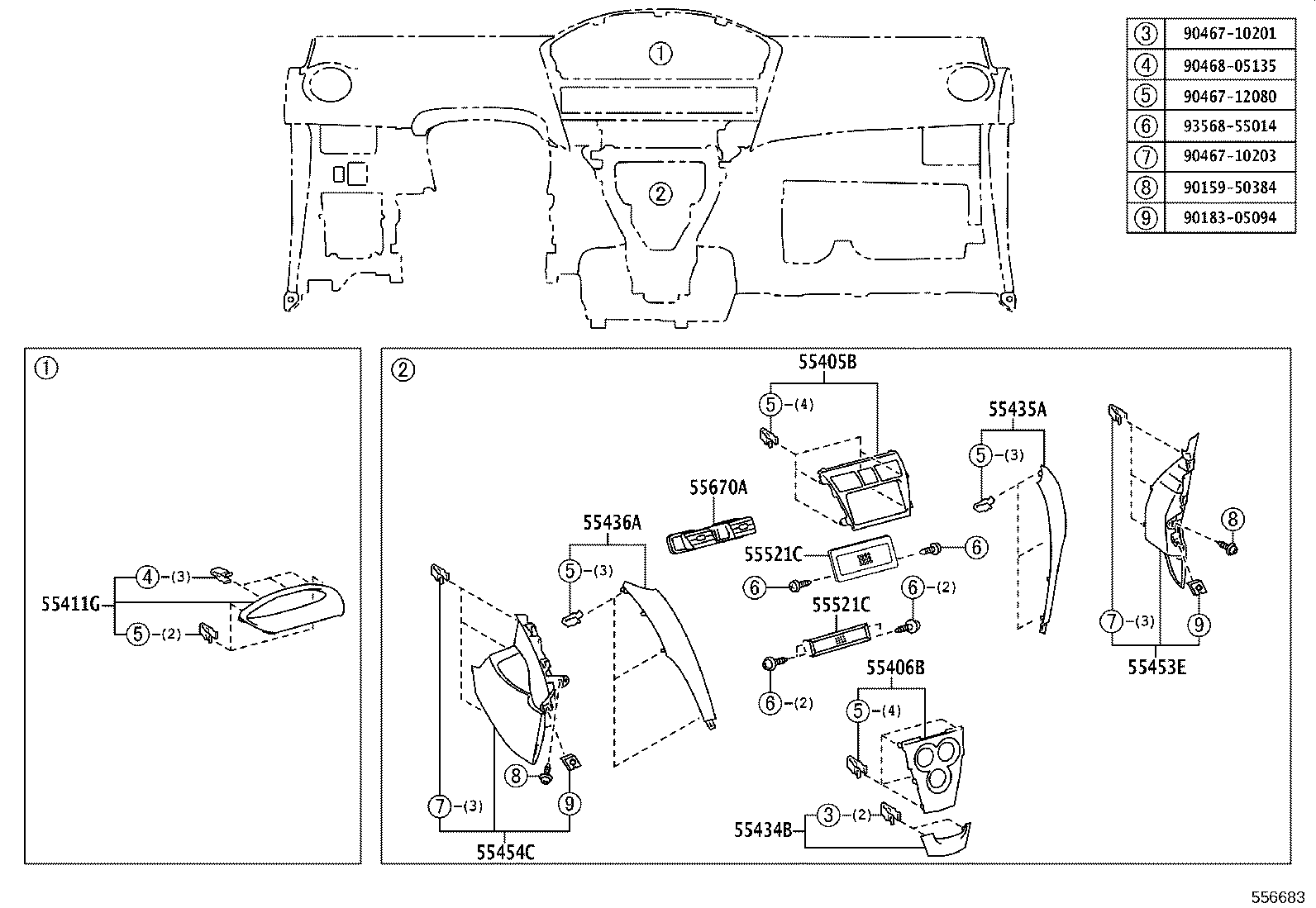 55302-52072-B0 PANEL SUB-ASSY, INSTRUMENT, UPPER product image