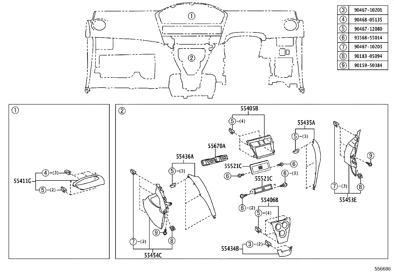 55302-52072-B0 PANEL SUB-ASSY, INSTRUMENT, UPPER product image