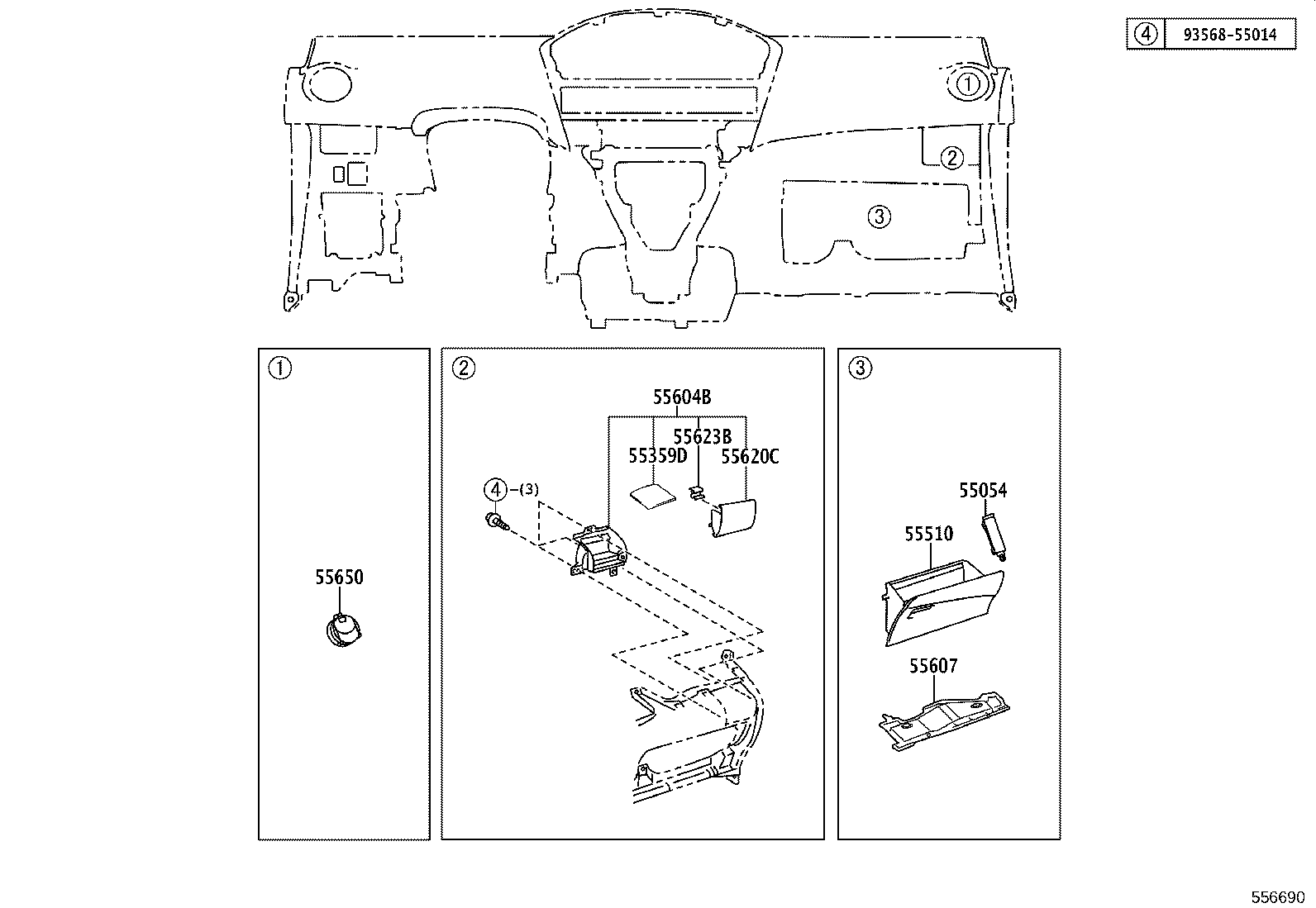 55306-52210 BRACE SUB-ASSY, INSTRUMENT PANEL, NO.1 product image