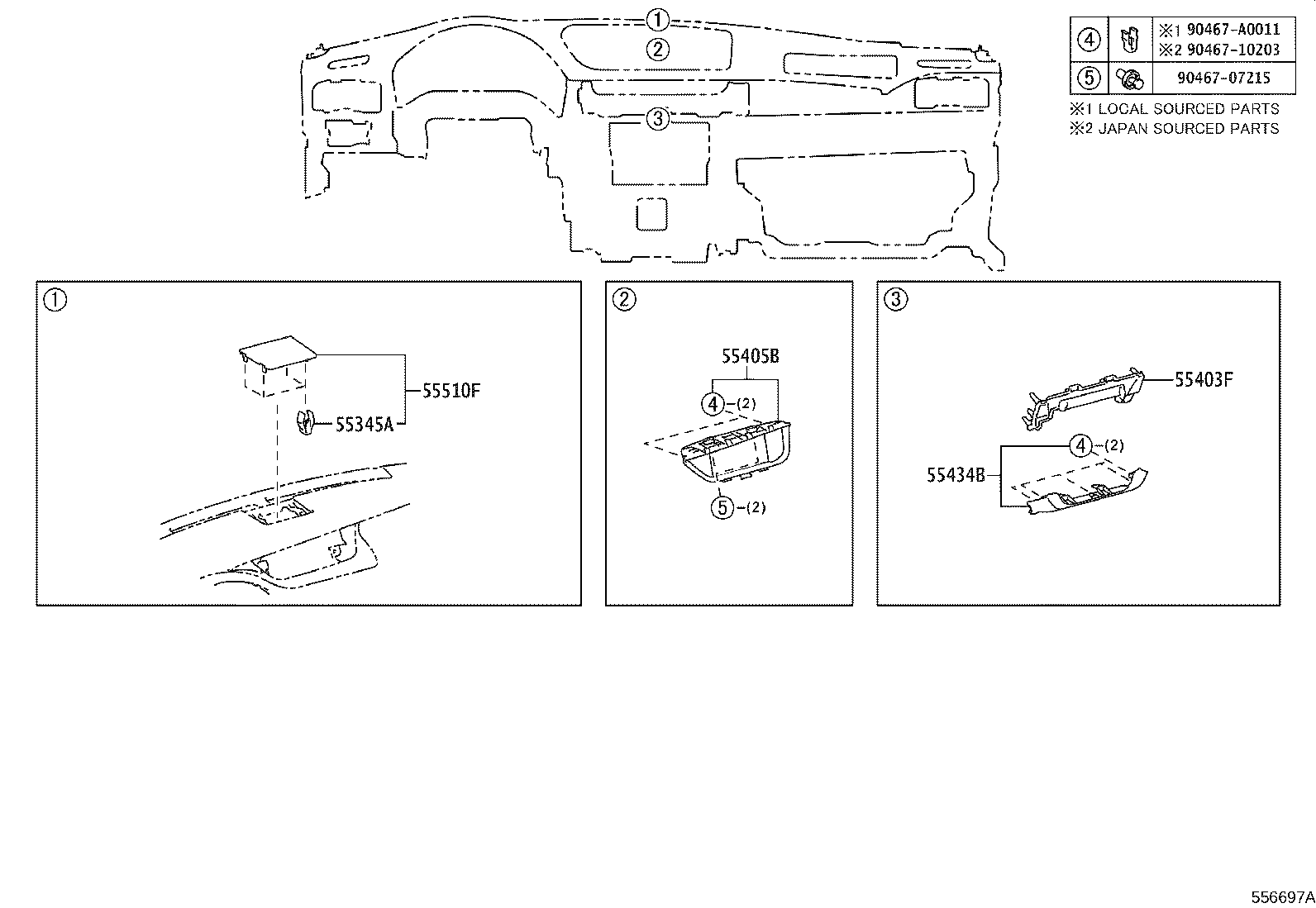 55405-06130 PANEL SUB-ASSY, INSTRUMENT CLUSTER FINISH, CENTER product image