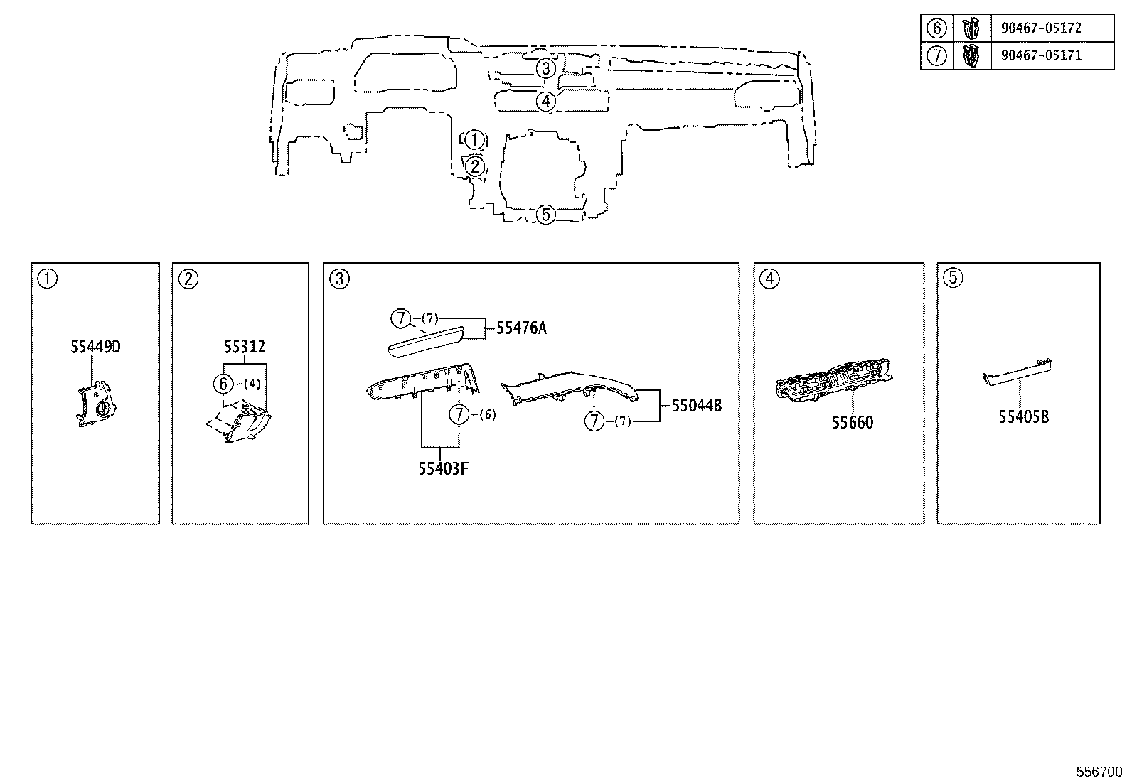 55405-06200 PANEL SUB-ASSY, INSTRUMENT CLUSTER FINISH, CENTER product image