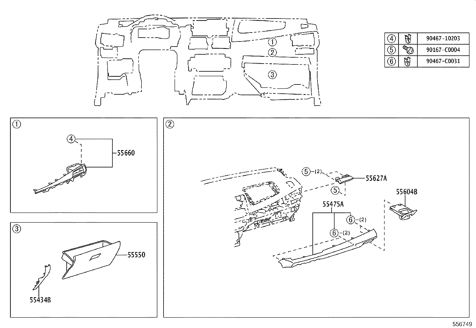 55306-0D210 BRACE SUB-ASSY, INSTRUMENT PANEL, NO.1 product image
