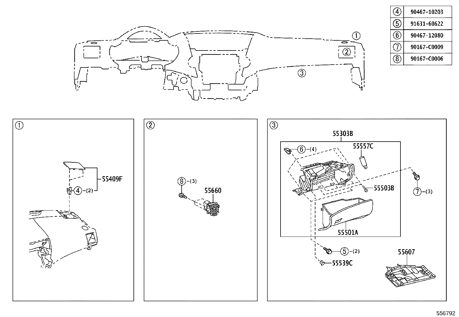 55306-0E030 BRACE SUB-ASSY, INSTRUMENT PANEL, NO.1 product image