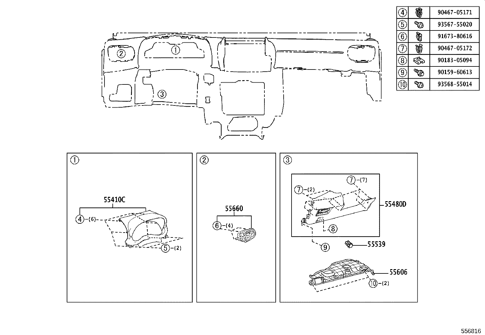 55405-K0010 PANEL SUB-ASSY, INSTRUMENT CLUSTER FINISH, CENTER product image