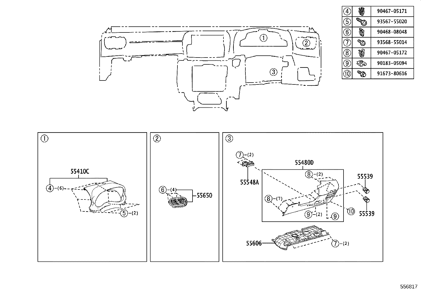 55405-K0010 PANEL SUB-ASSY, INSTRUMENT CLUSTER FINISH, CENTER product image