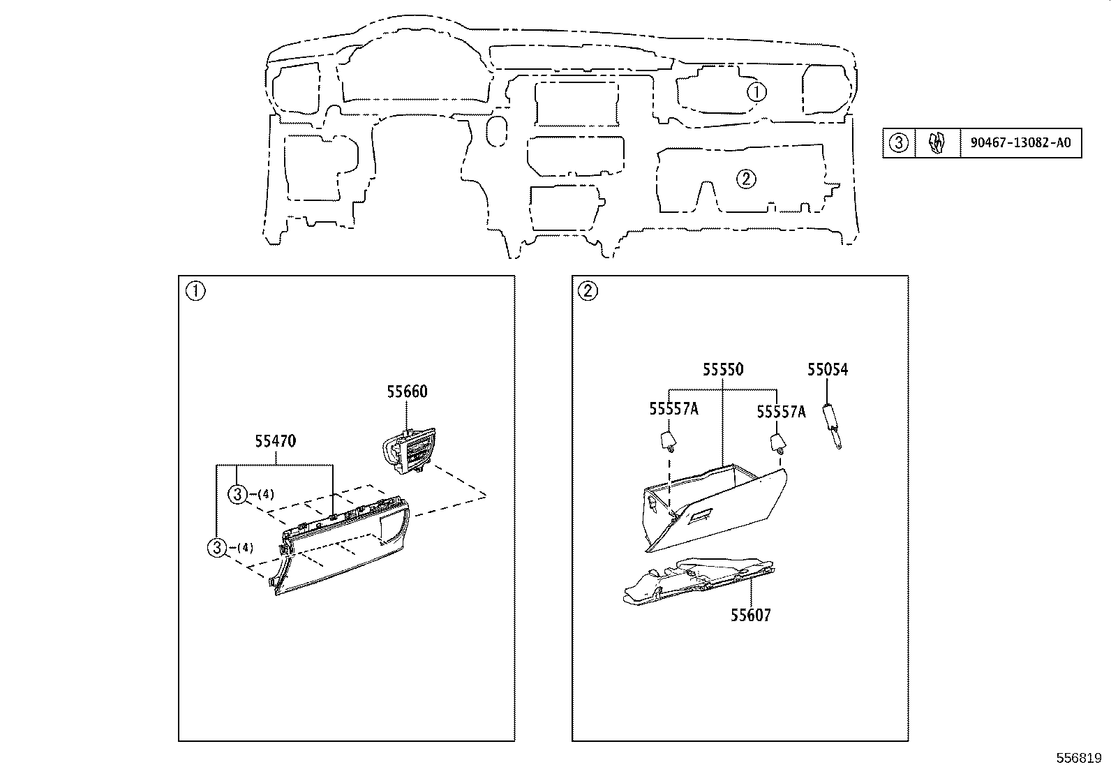 55045-02471-C0 PANEL SUB-ASSY, INSTRUMENT PANEL FINISH, LOWER product image
