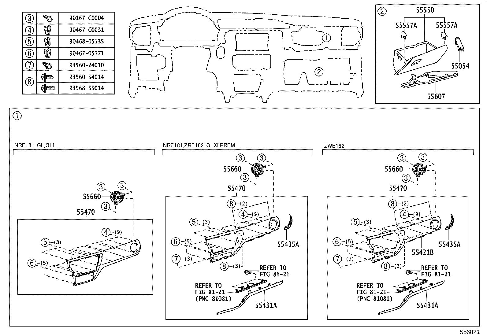 55045-02471-C0 PANEL SUB-ASSY, INSTRUMENT PANEL FINISH, LOWER product image