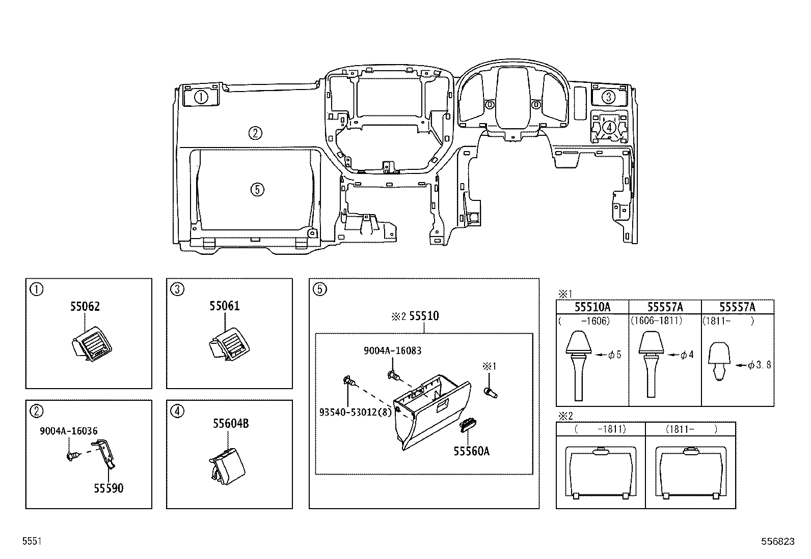 55355-BZ070 CUSHION, INSTRUMENT PANEL, NO.1 product image