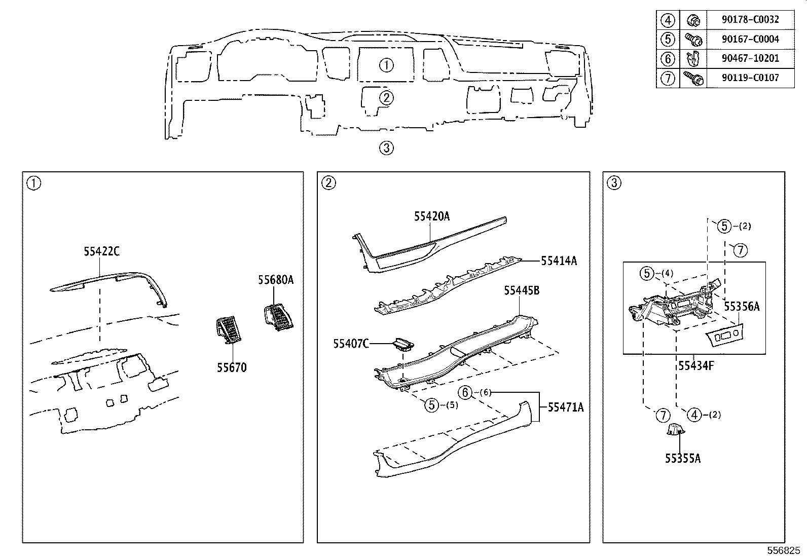 55306-0E080 BRACE SUB-ASSY, INSTRUMENT PANEL, NO.1 product image