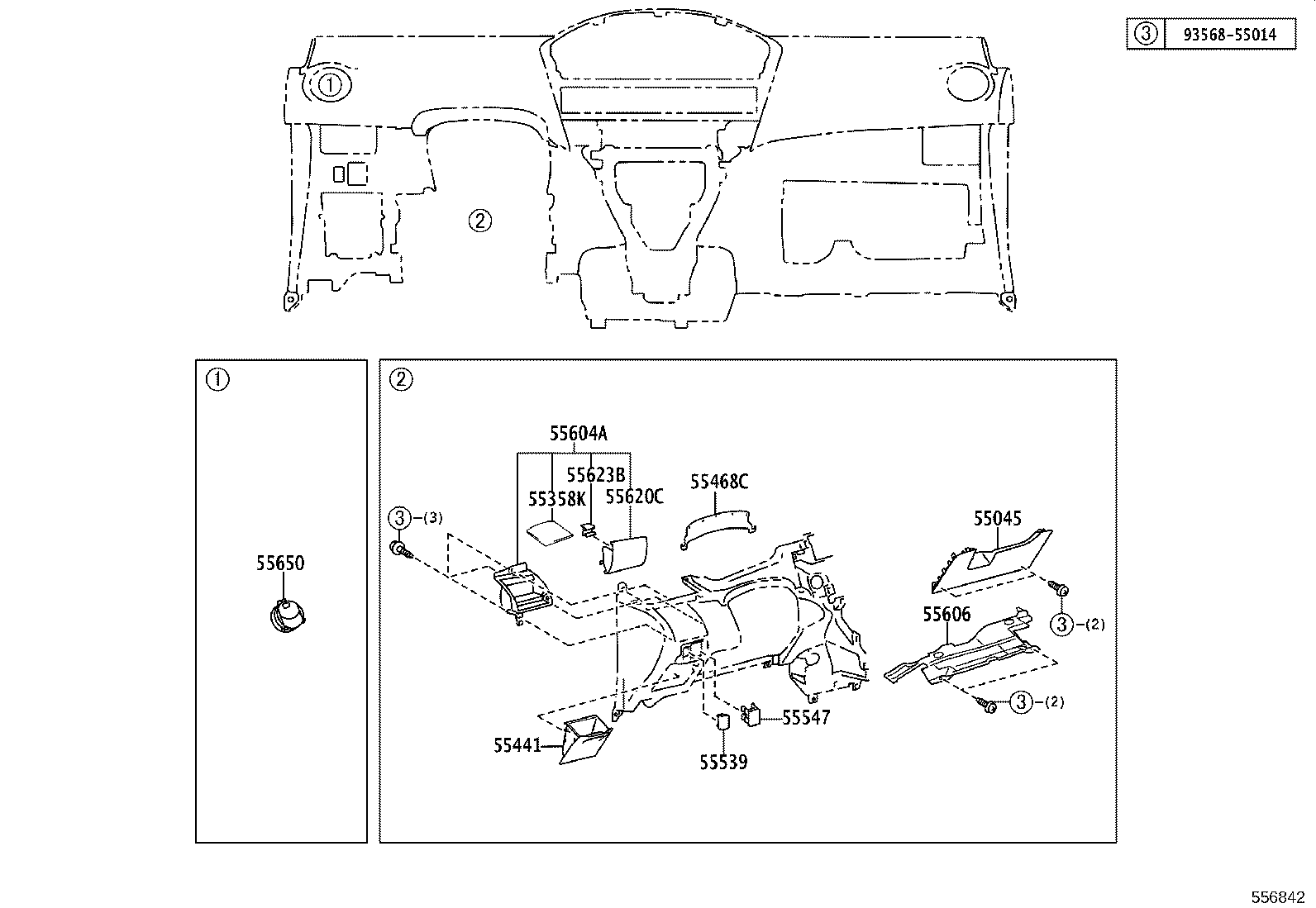 55306-52210 BRACE SUB-ASSY, INSTRUMENT PANEL, NO.1 product image