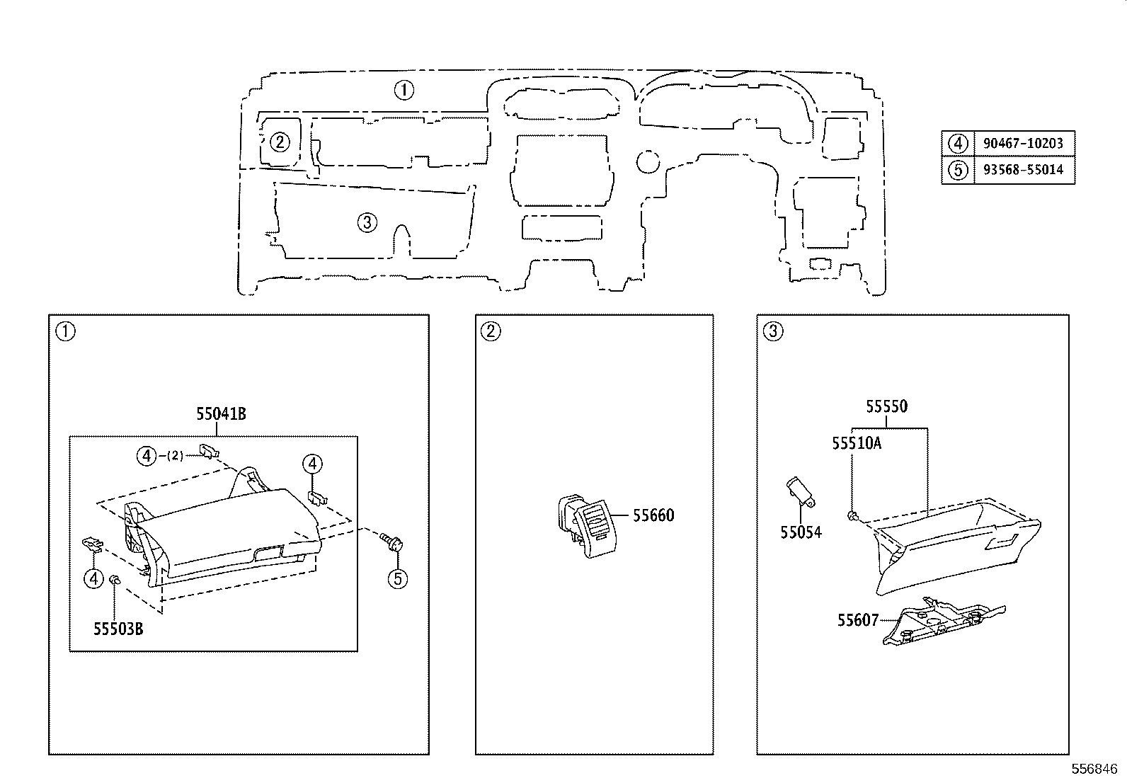 55307-12430 BRACE SUB-ASSY, INSTRUMENT PANEL, NO.2 product image